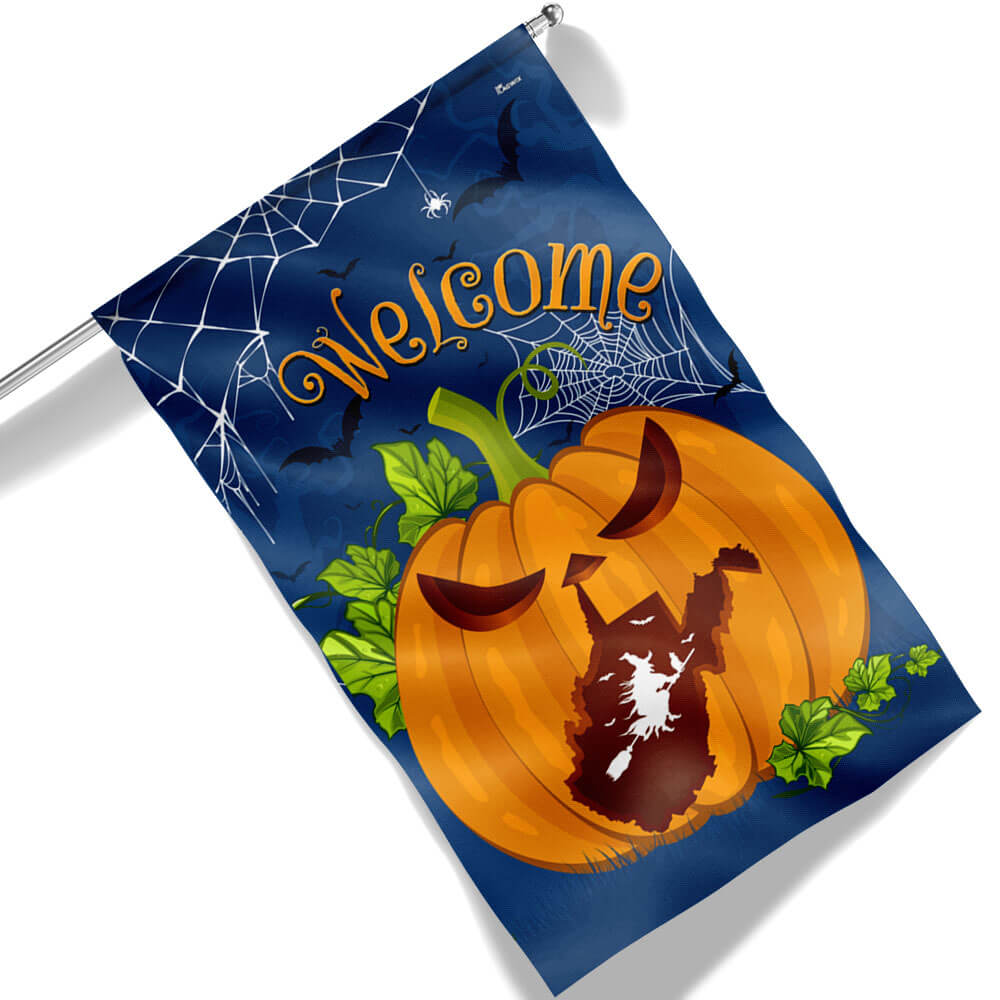 Welcome West Virginia Pumpkins Halloween Flag