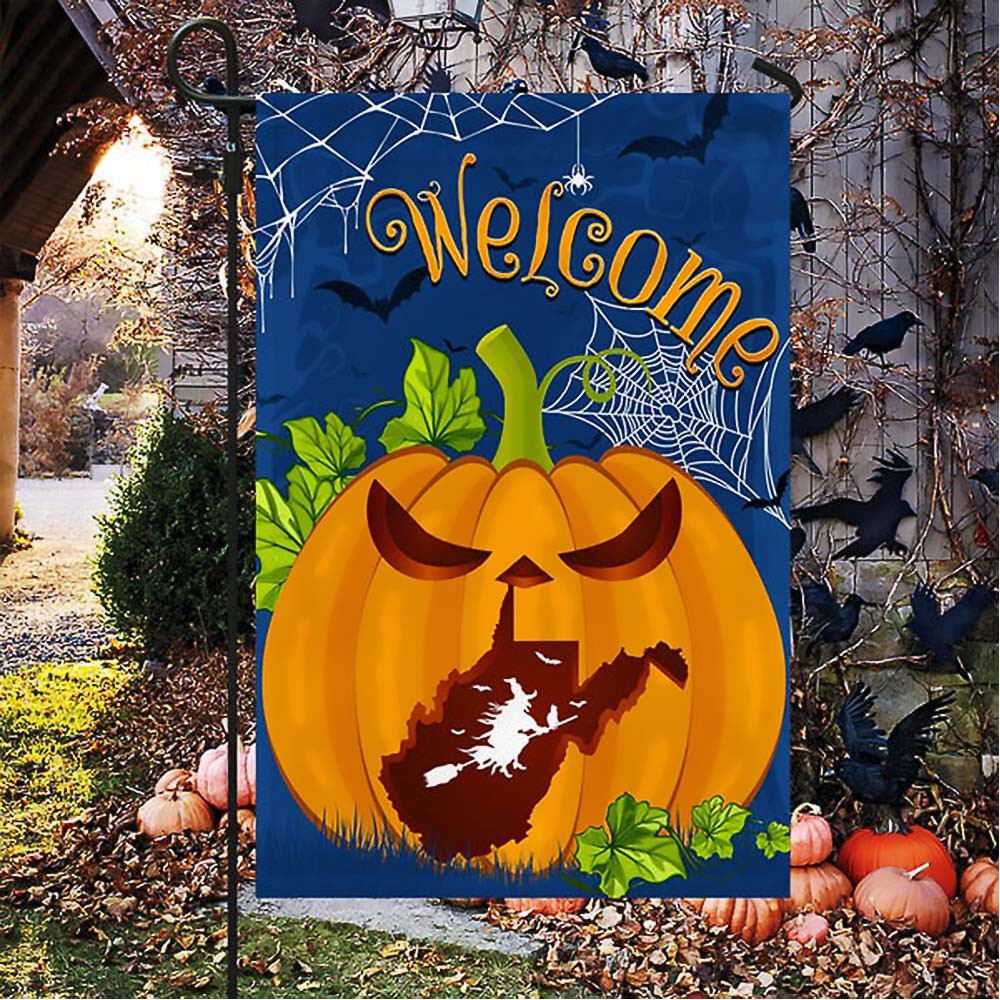 Welcome West Virginia Pumpkins Halloween Flag Best Gift For Friends and Family on Halloween Day