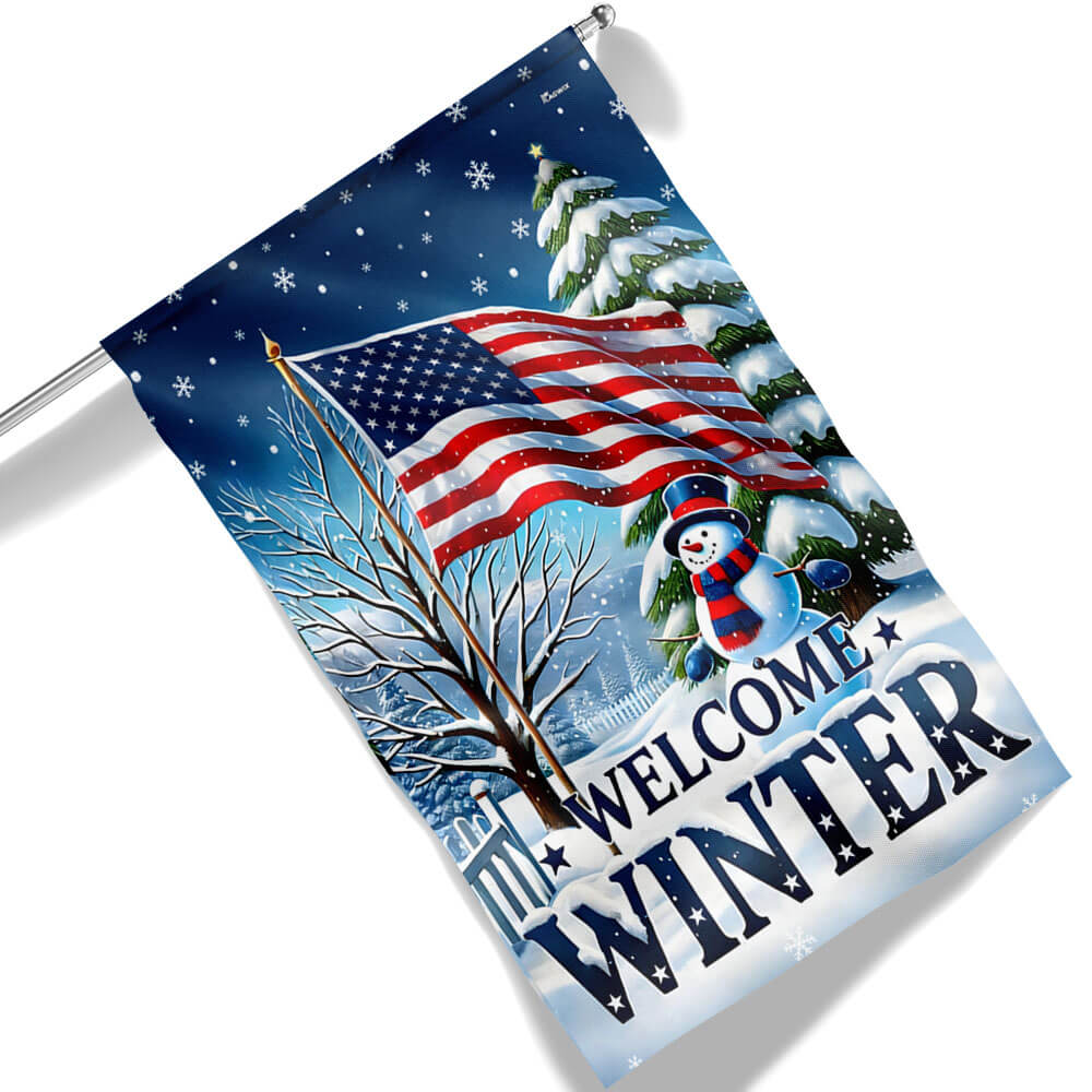 Welcome Winter Snowman Christmas Flag