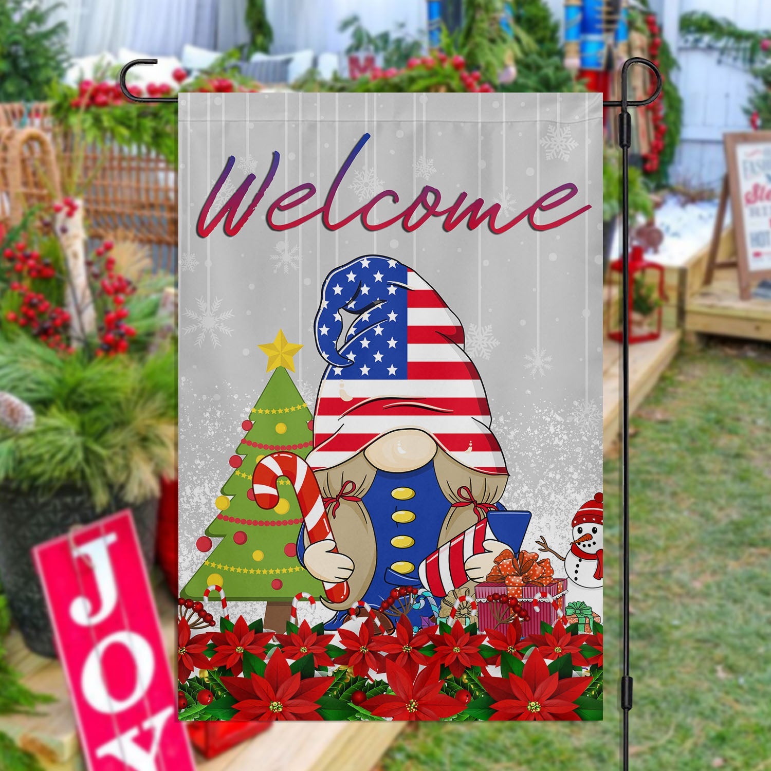 Welcome You The Usa Gnome Flag Gnome Christmas Flag Home Decor Gift For Gnome Lovers