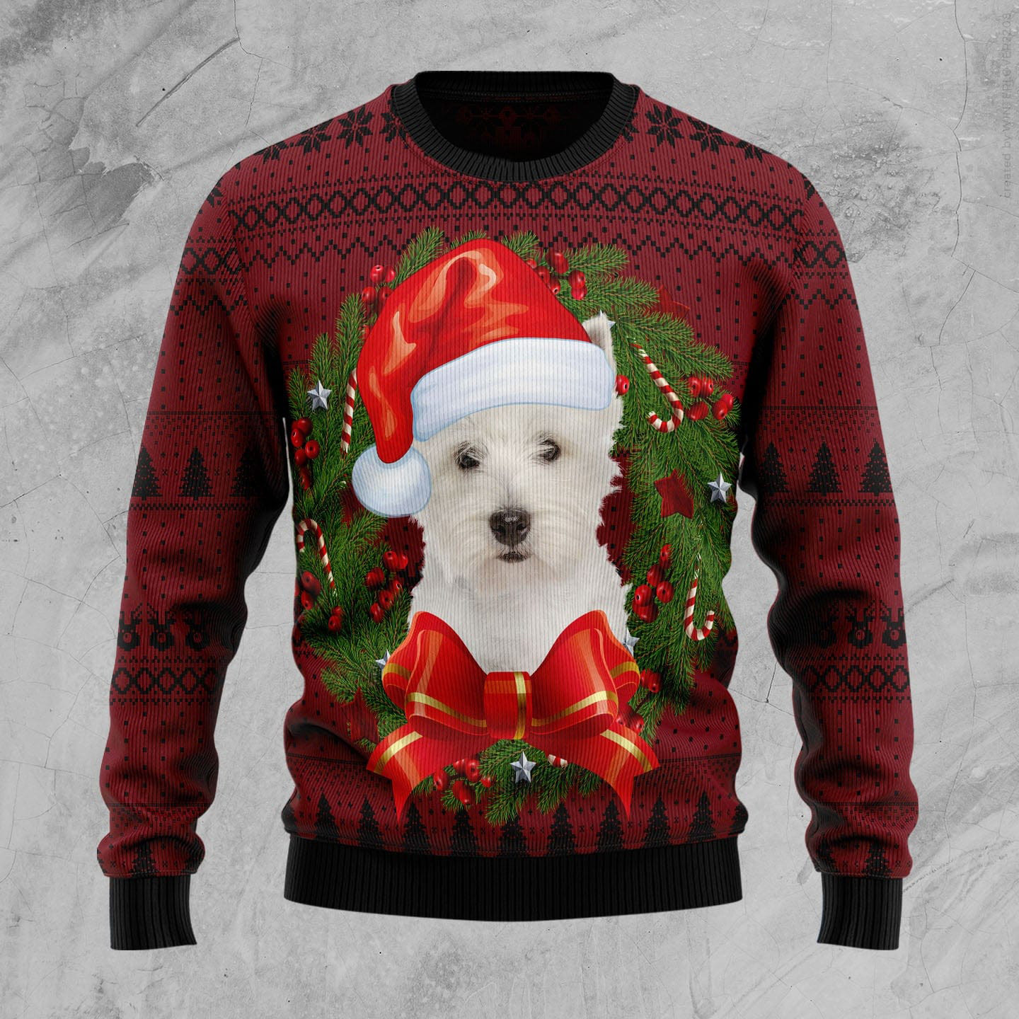 Welsh Highland Terrier Wreath Ugly Christmas Sweater Dog Themed Christmas Gifts For Him