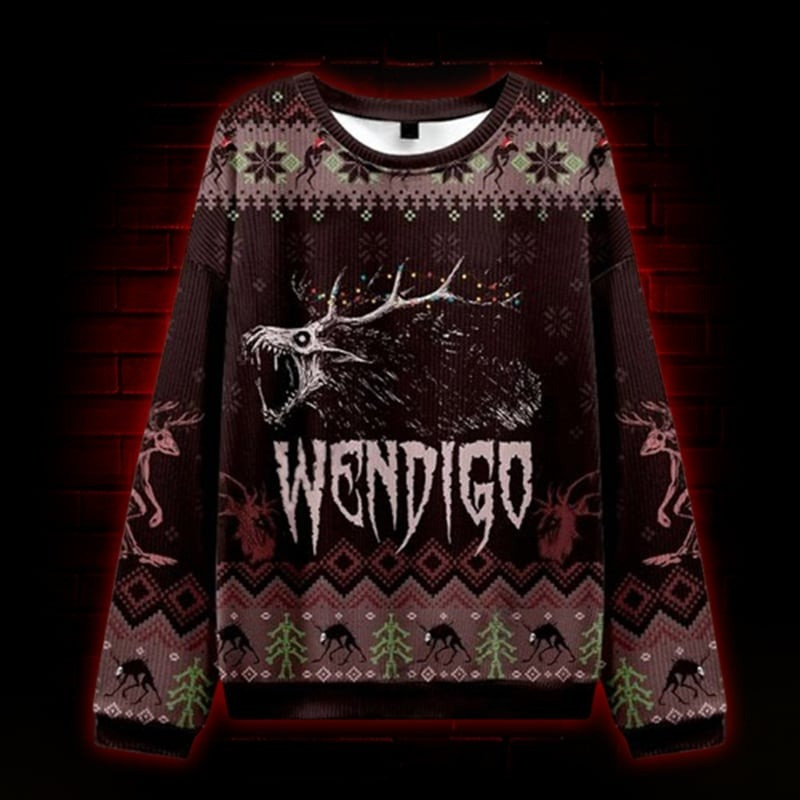 Wendigo Ugly Christmas Sweater Mysterious Monster Xmas Clothing Gifts For Teens