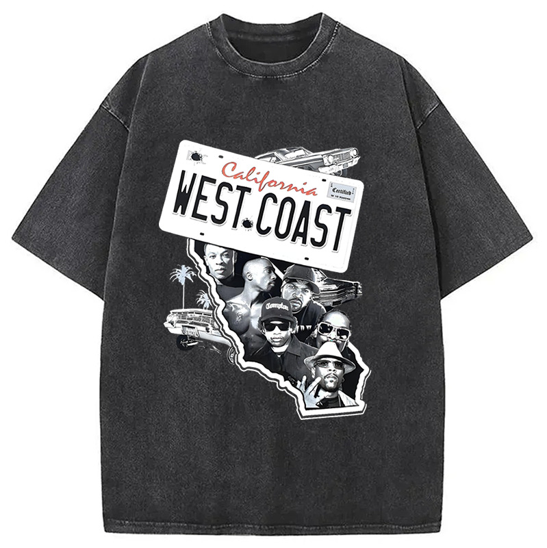 WEST COAST California Cali Hip Hop Washed T-Shirt Trendy Aesthetic Graphic Apparel Gifts For Best Friend WEST COAST California Cali Hip Hop Washed T-Shirt Trendy Aesthetic Graphic Apparel Gifts For Best Friend