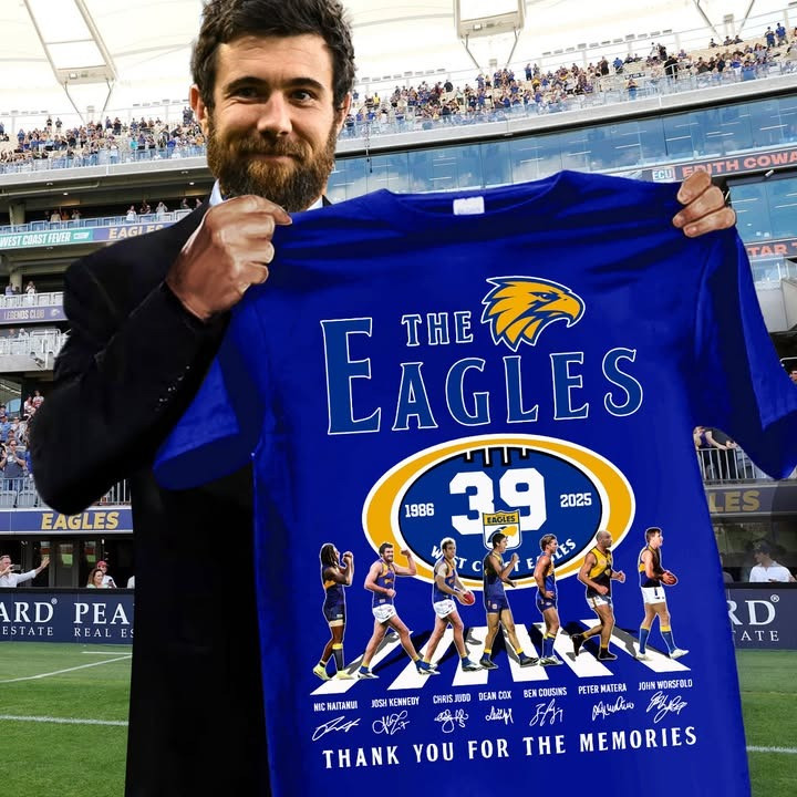 West Coast Eagles 39th Anniversary 1986-2025 T-Shirt Signature Thank You For The Memories