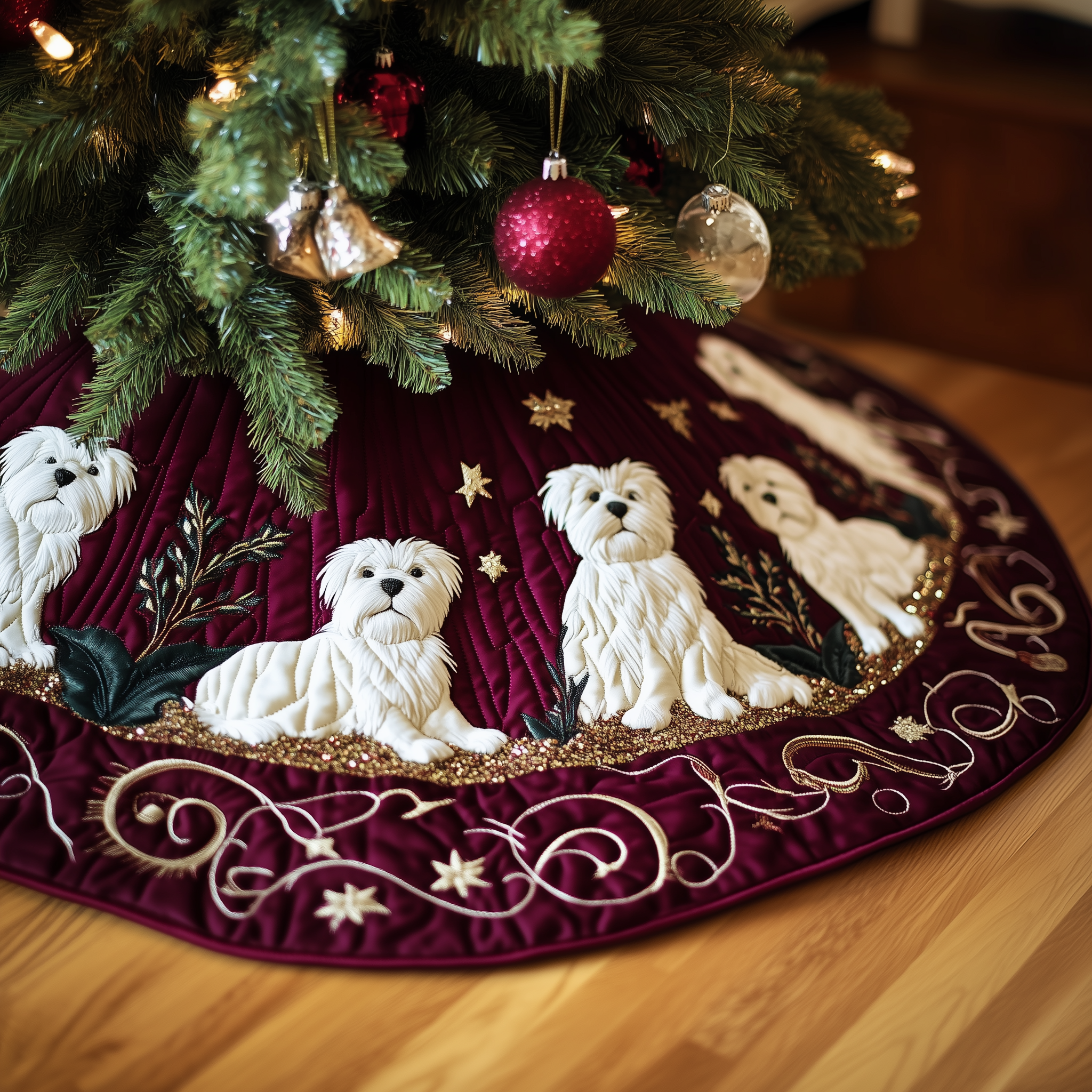 West Highland Terrie Quilted Tree Skirt Best New Year Gift Merch