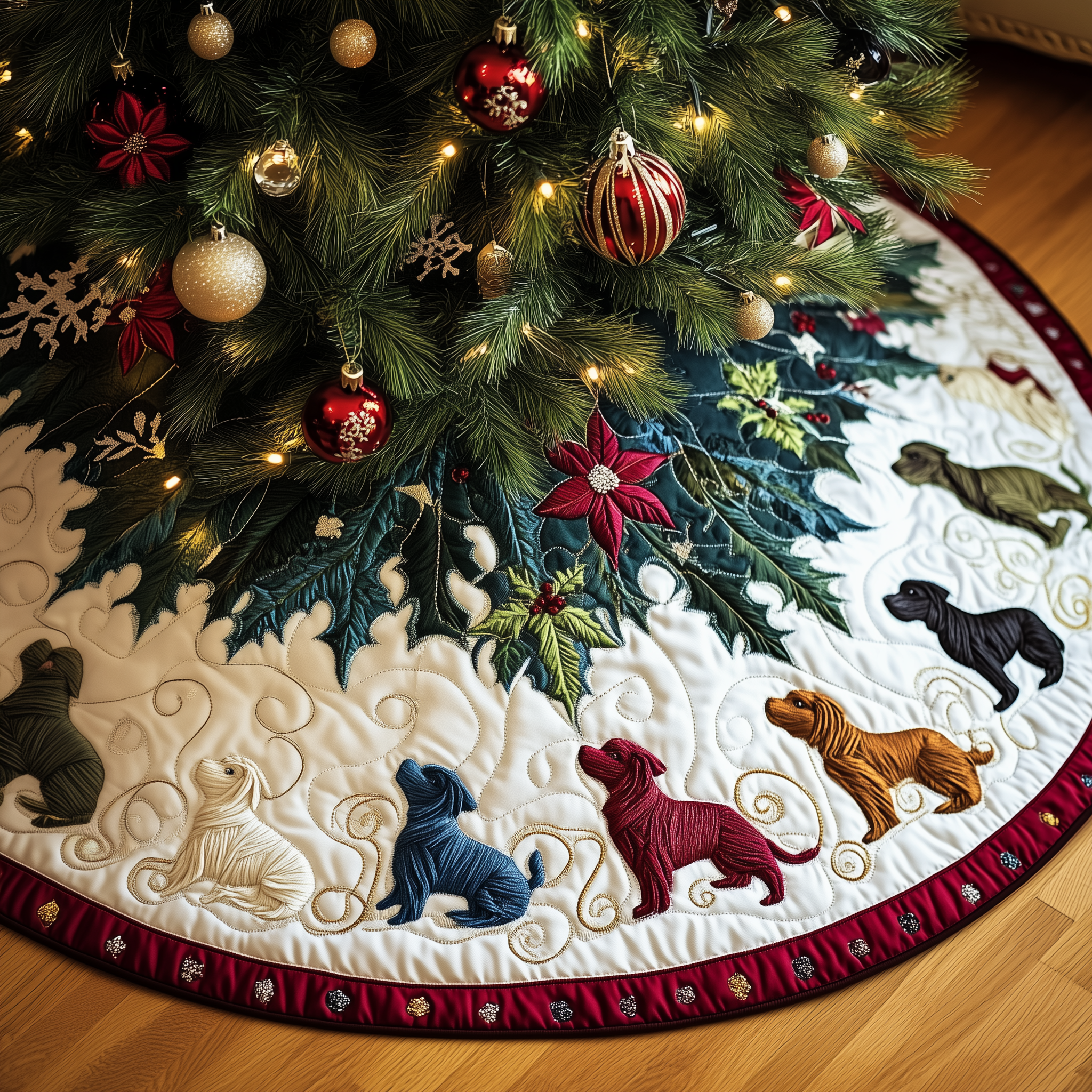 West Highland Terrie Quilted Tree Skirt Christmas Decorations Gifts For Westie Dog Owners