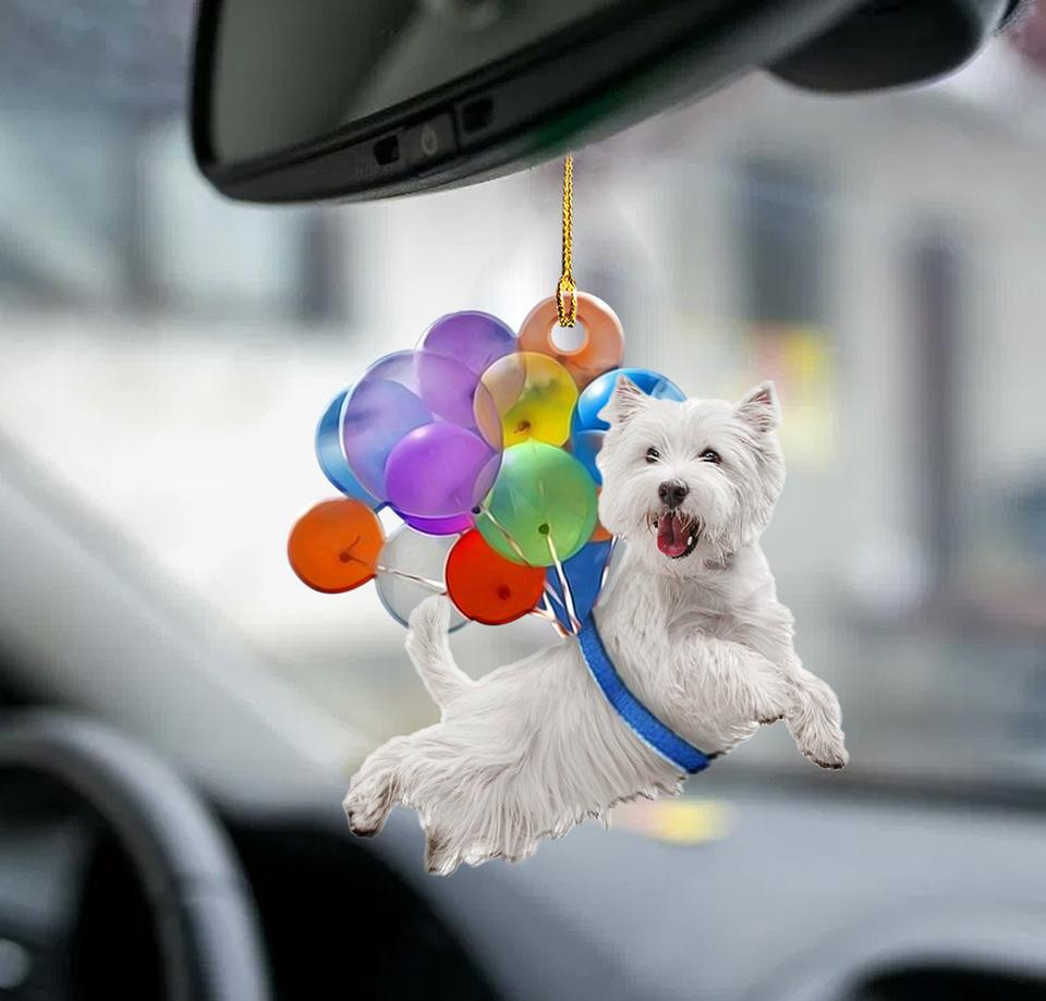 West Highland White Terrier Dog Fly With Bubbles Car Hanging Ornament Dog Ornament Lasfour