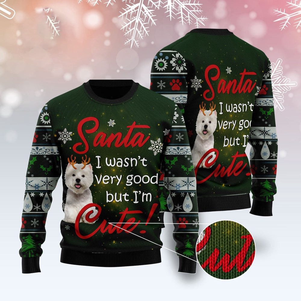 West Highland White Terrier I'M Cute Funny Ugly Christmas Sweater Holiday Gifts