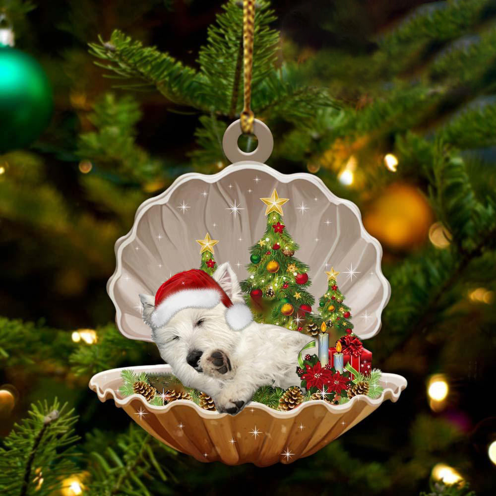 West Highland White Terrier Sleeping in Pearl Dog Christmas Ornament Flat Acrylic