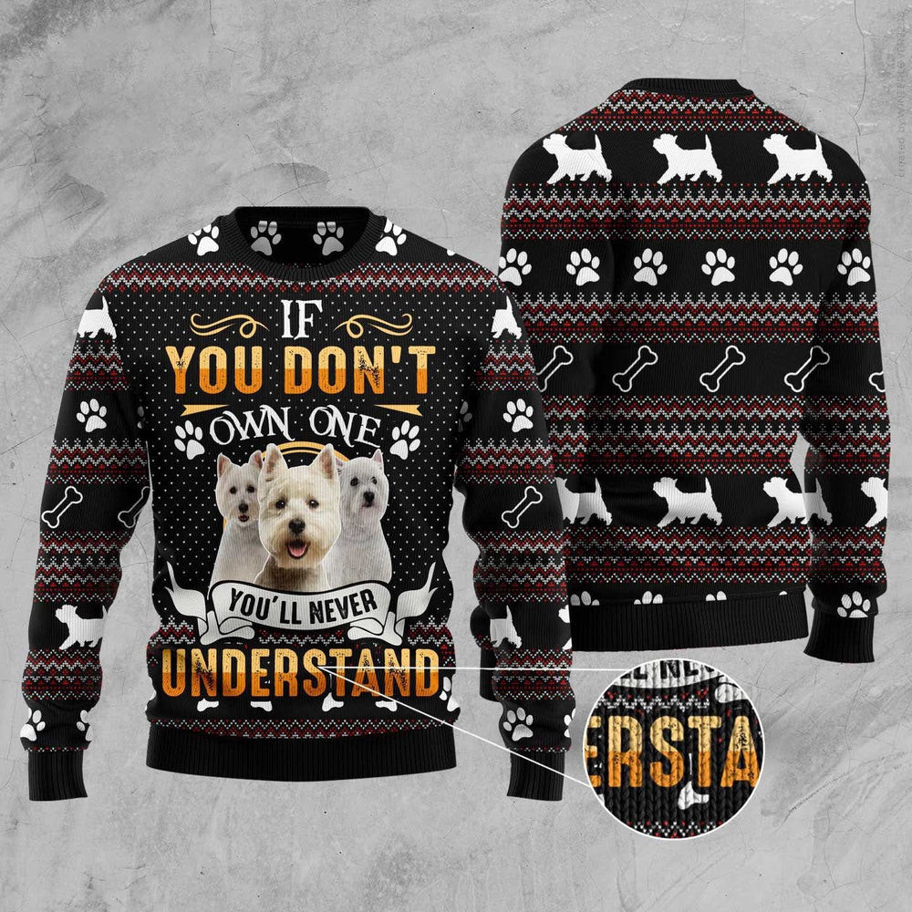 West Highland White Terrier Ugly Christmas Sweater Funny Ugly Christmas Sweater Xmas Gifts