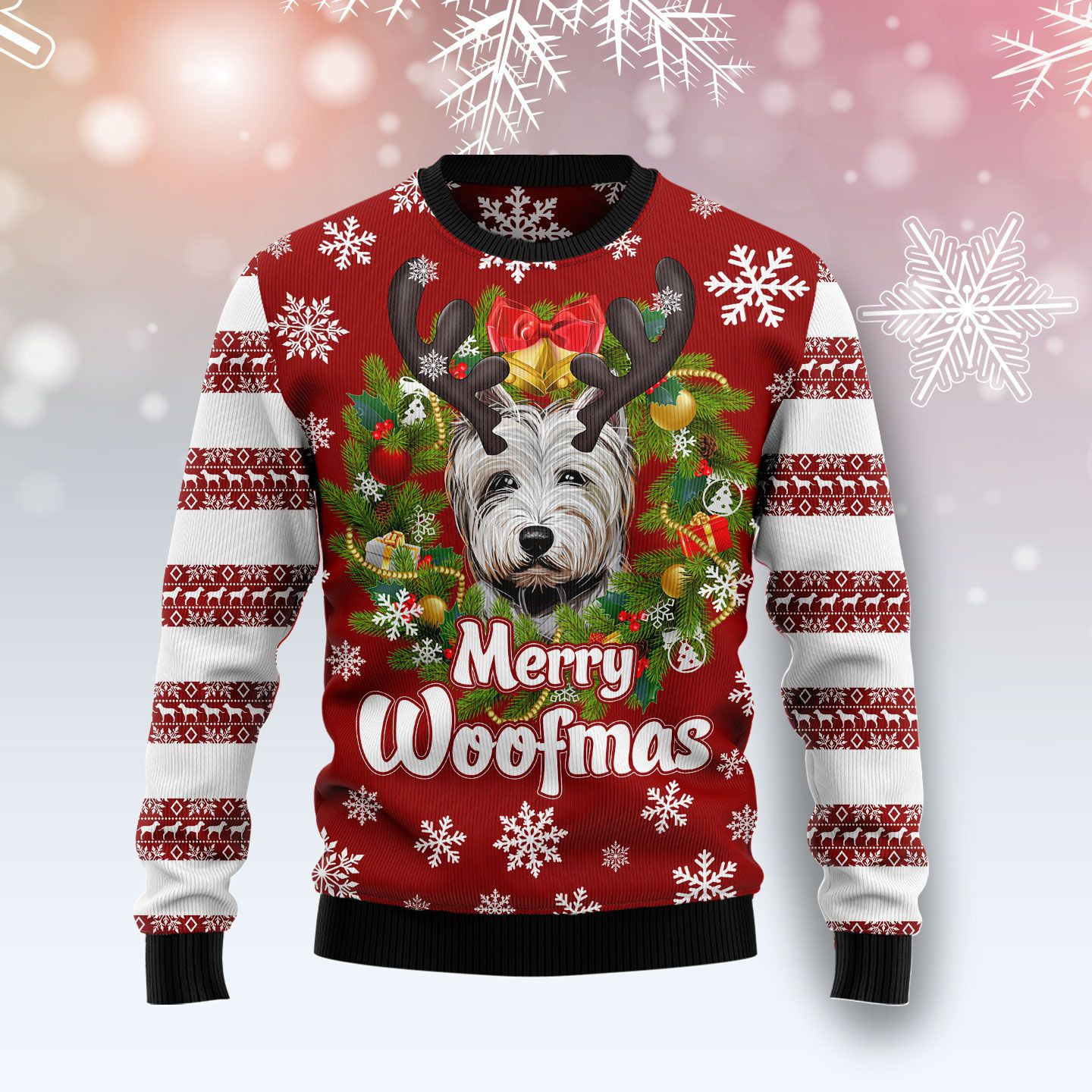 West Highland White Terrier Woofmas Ugly Christmas Sweater Funny Animal Jumper Xmas Gifts