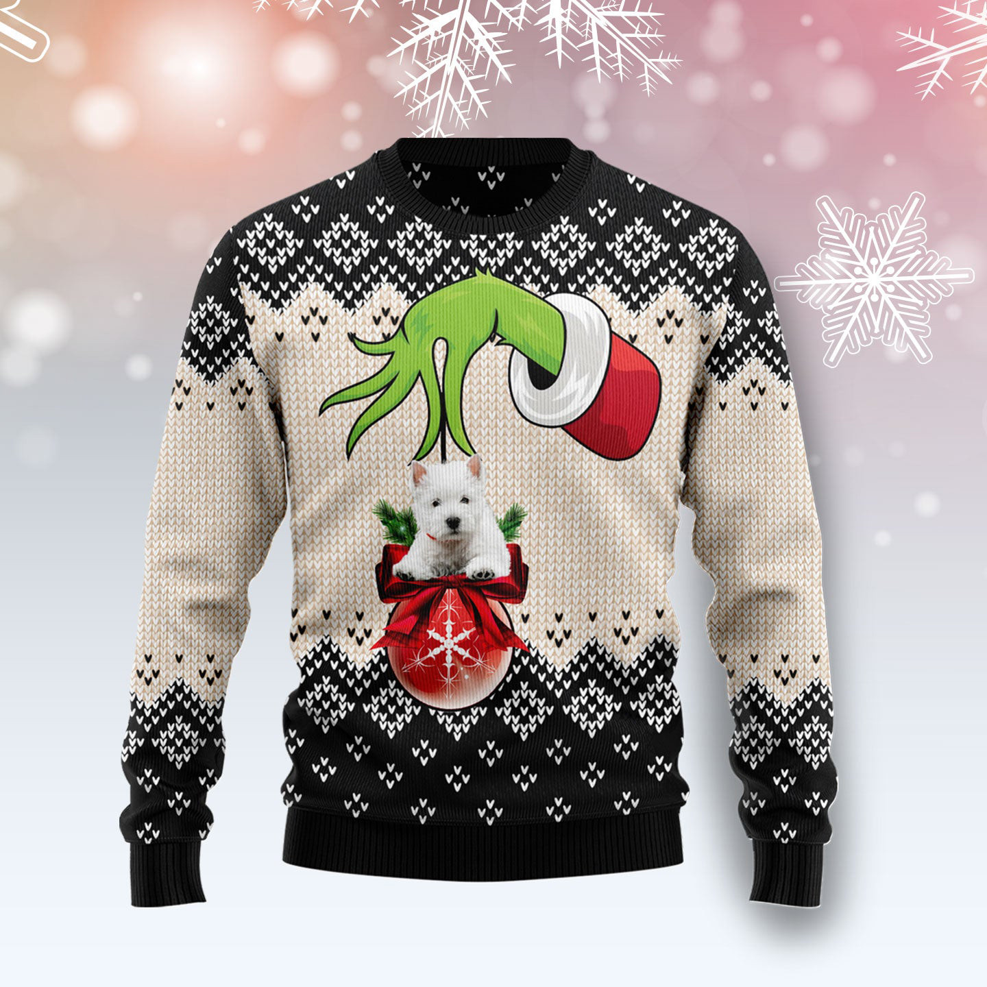 West Highland White Terrier Xmas Ball Ugly Christmas Sweater Holiday Wear Funny Xmas Sweaters