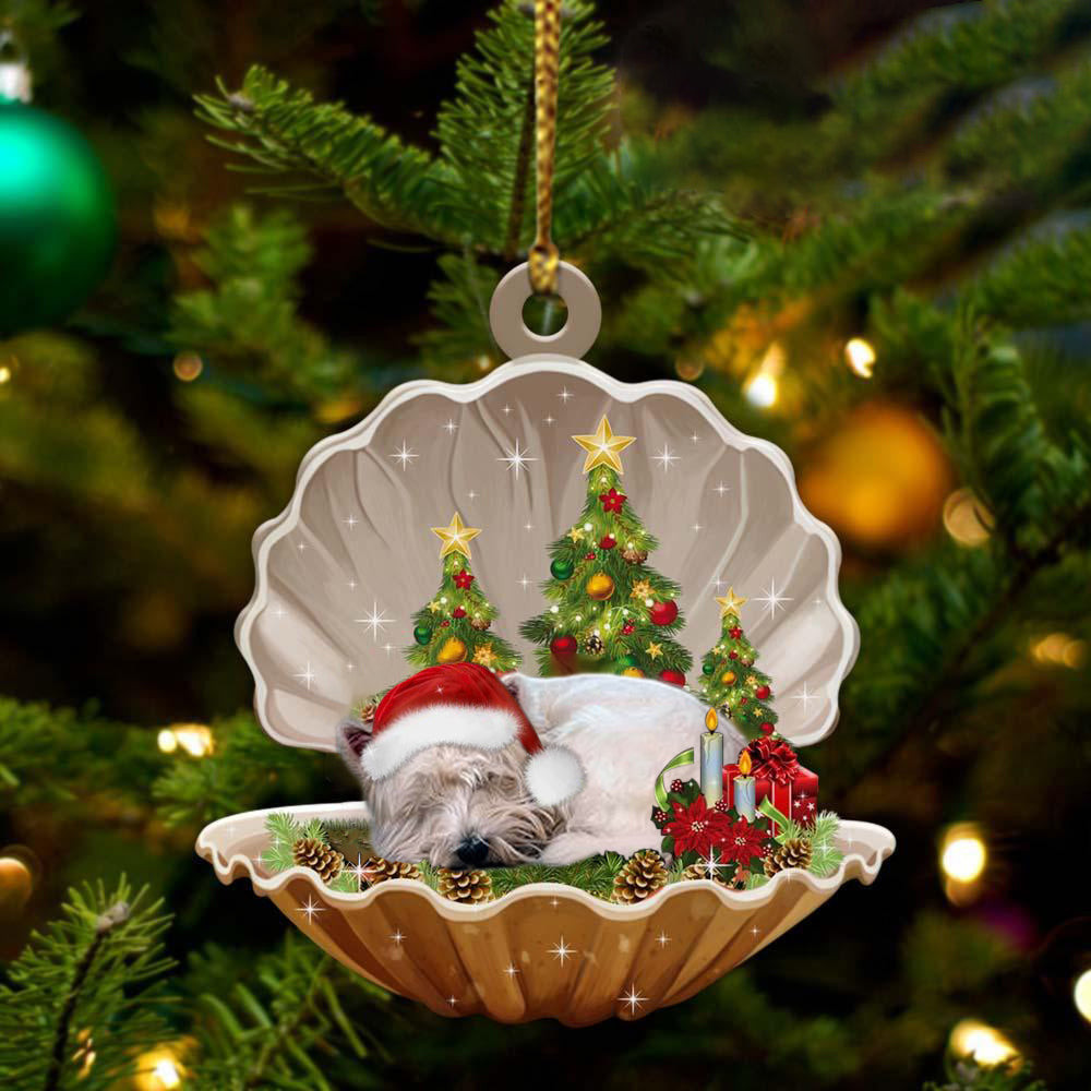 West Highland White Terrier3 Sleeping in Pearl Dog Christmas Ornament Flat Acrylic