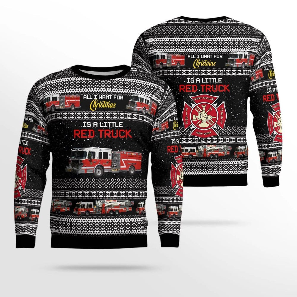 West Nyack New York West Nyack Fire Department Christmas Ugly Sweater Gift For Christmas