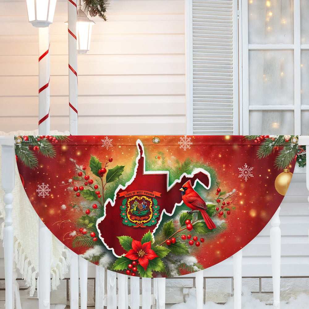 West Virginia Christmas Holidays Non Pleated Fan Flag