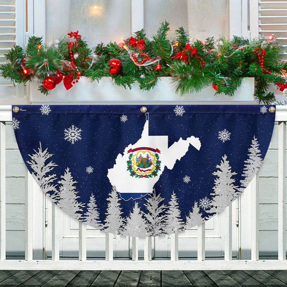 West Virginia Christmas Non Pleated Fan Flag