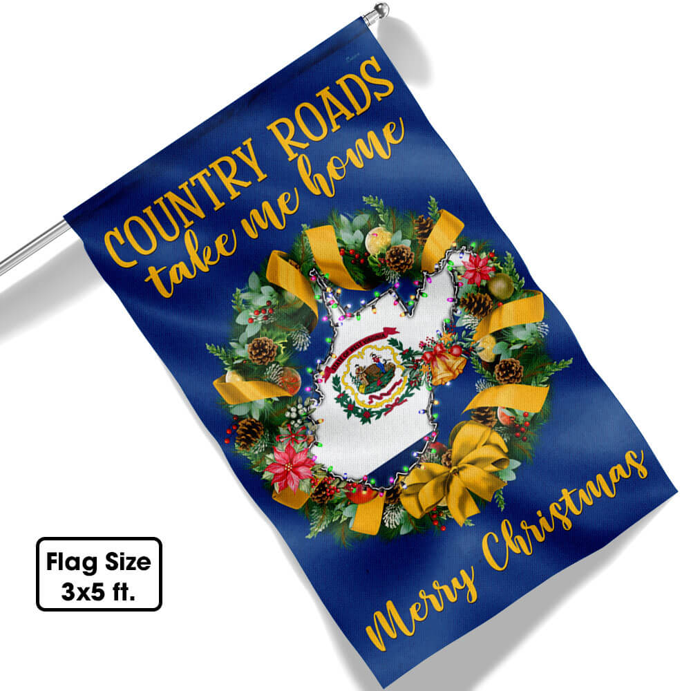 West Virginia Merry Christmas Country Roads Take Me Home Flag