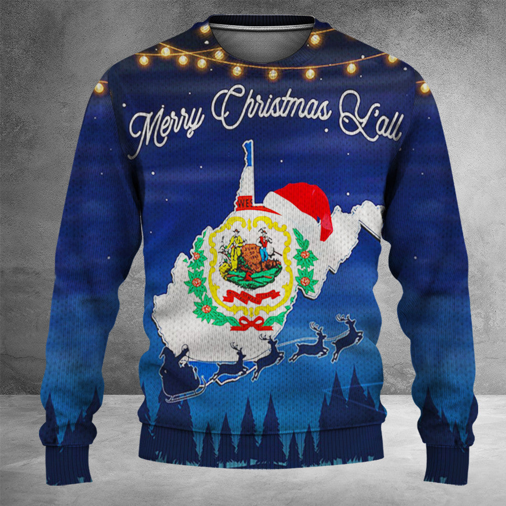 West Virginia Merry Christmas Y'all Sweater West Virginia Flag Map Xmas Holiday Apparel West Virginia Merry Christmas Y'all Sweater West Virginia Flag Map Xmas Holiday Apparel
