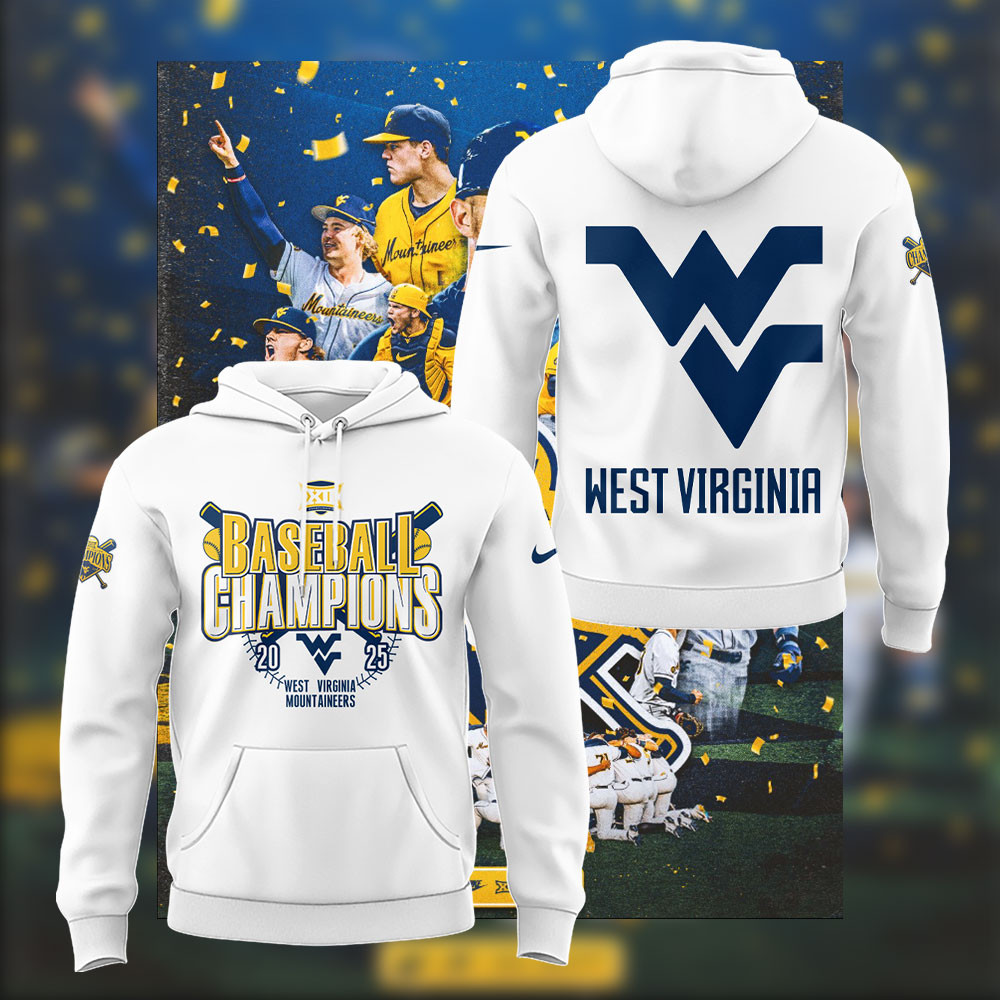 West Virginia Mountaineers Baseball Champions 2025 Hoodie NCAA Big 12 WVU Fan Apparel