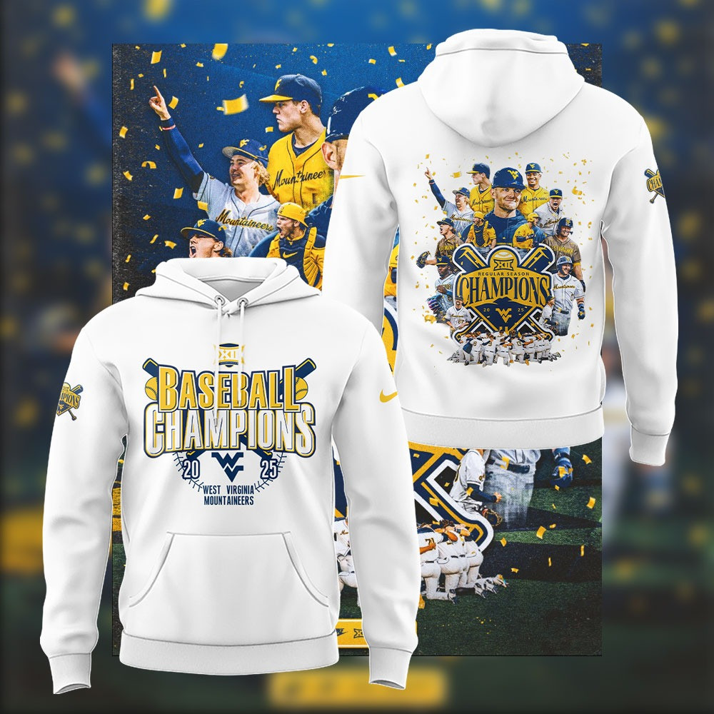 West Virginia Mountaineers Baseball Hoodie NCAA Baseball Big 12 Champions WVU Hoodie Gifts
