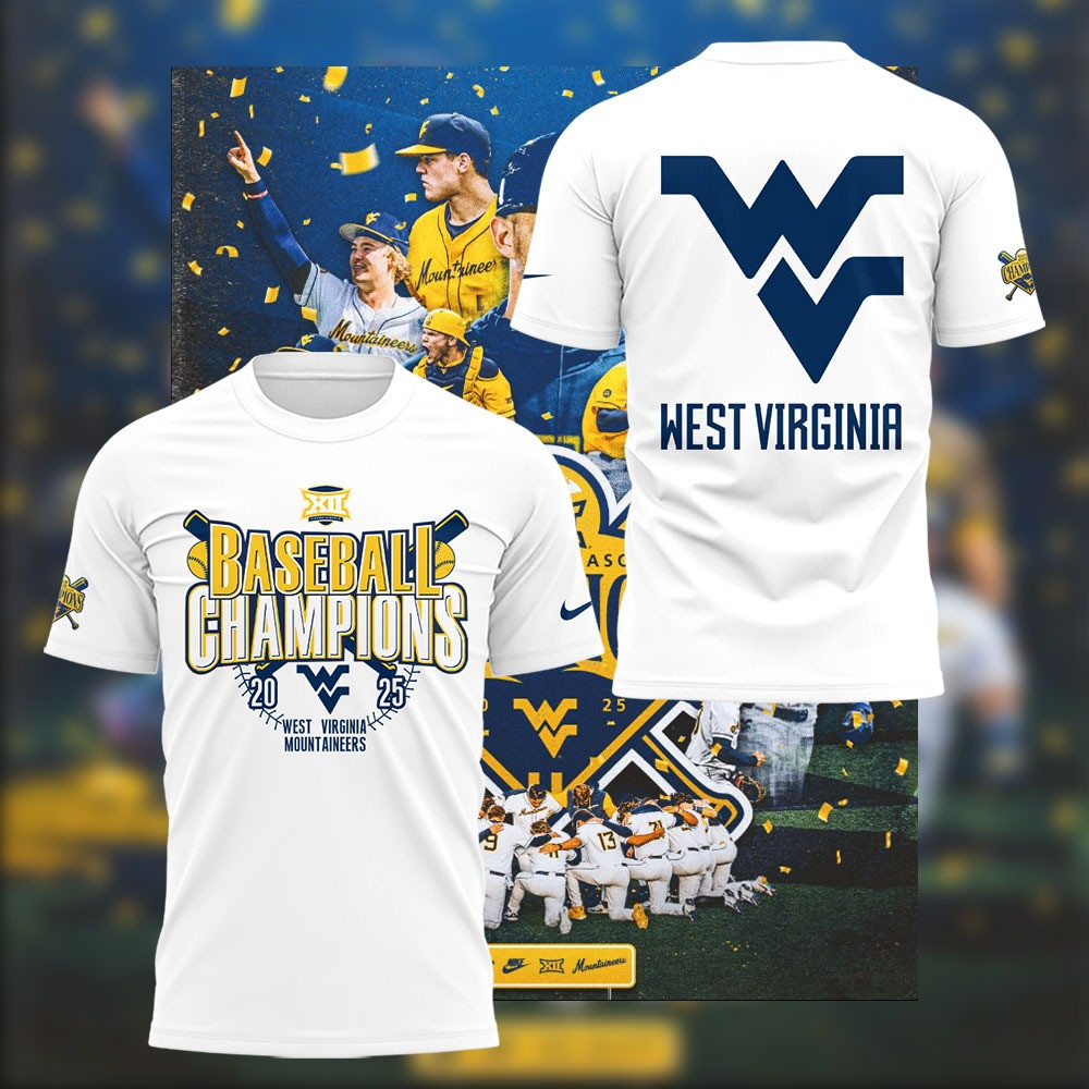 West Virginia Mountaineers Baseball T-Shirt NCAA Baseball Big 12 Champions WVU Shirt