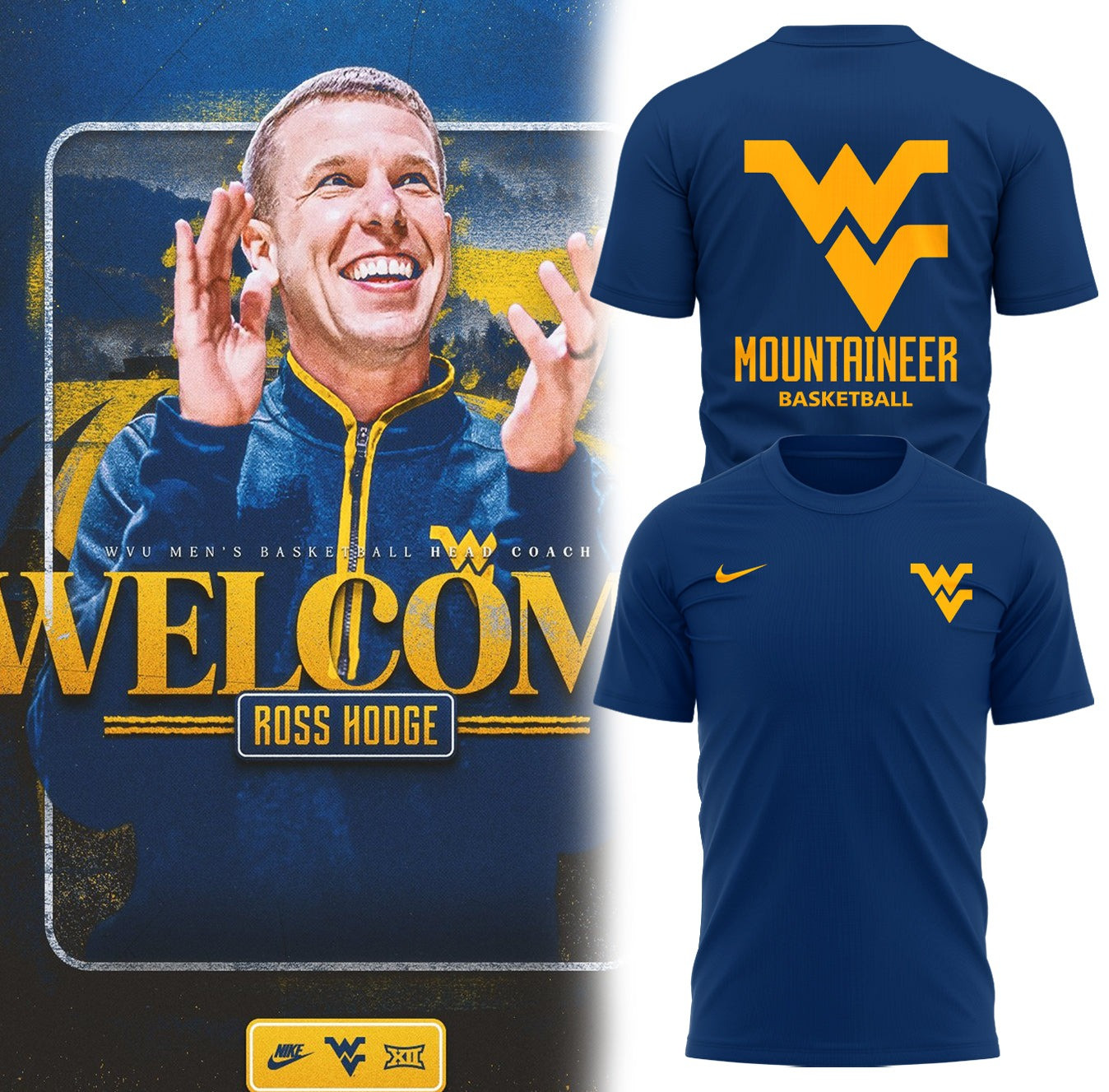 West Virginia Mountaineers Baseball T-Shirt Welcome Coach Ross Hodge Shirt WVU Shirt