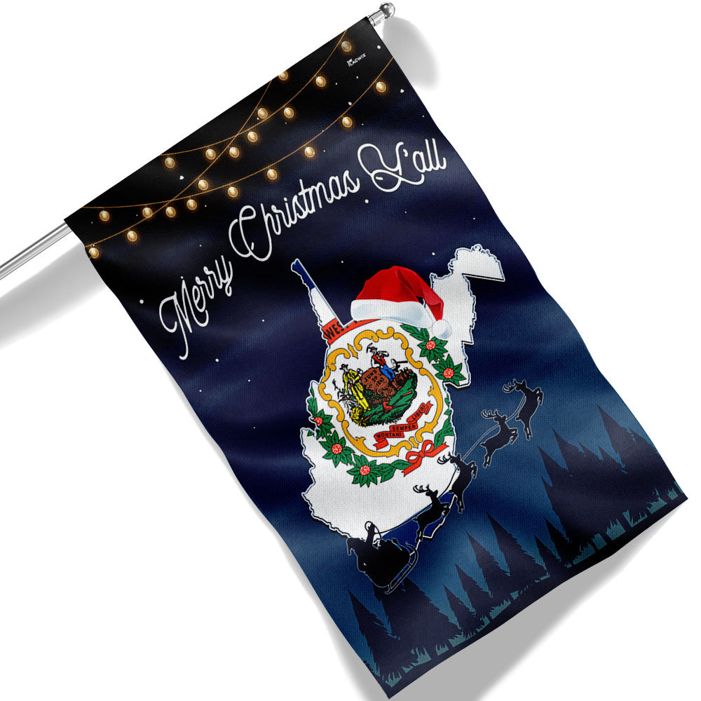 West Virginia State Merry Christmas Y All Flag
