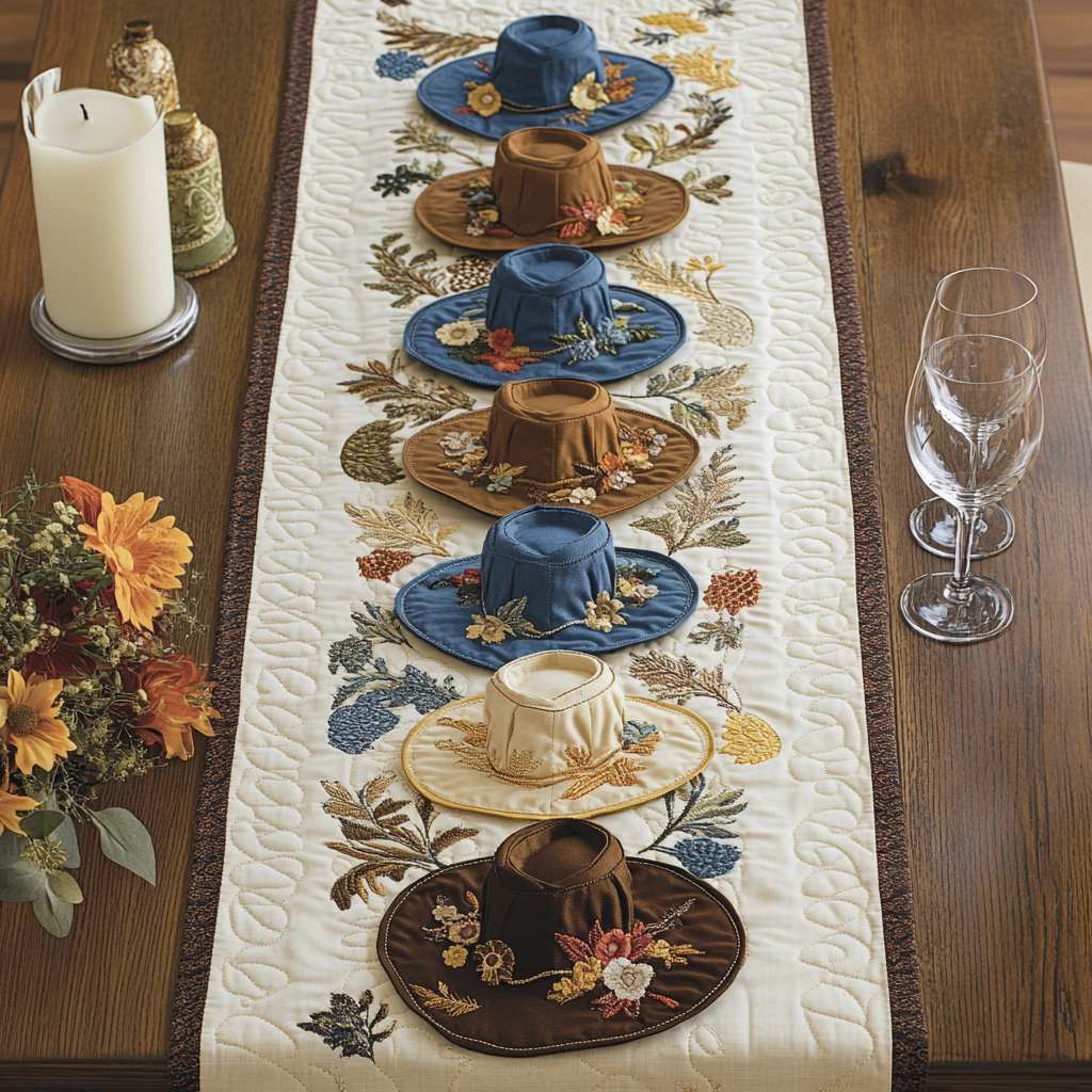 Western Bloom Quilted Table Runner Dinner Table Decor Ideas Cowboy Gifts For Him