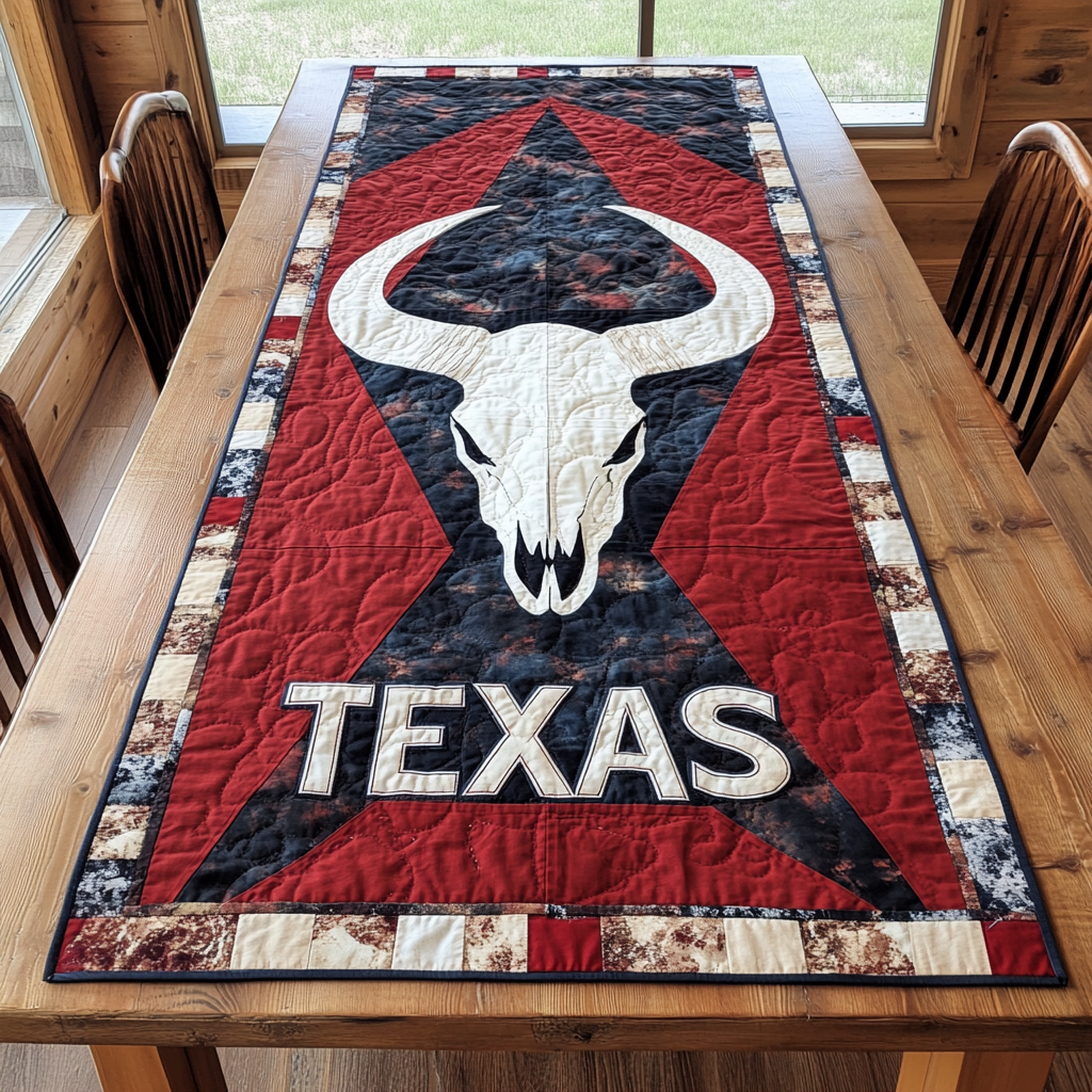 Western Bones Quilted Table Runner Kitchen Table Decor Western Gifts For Men