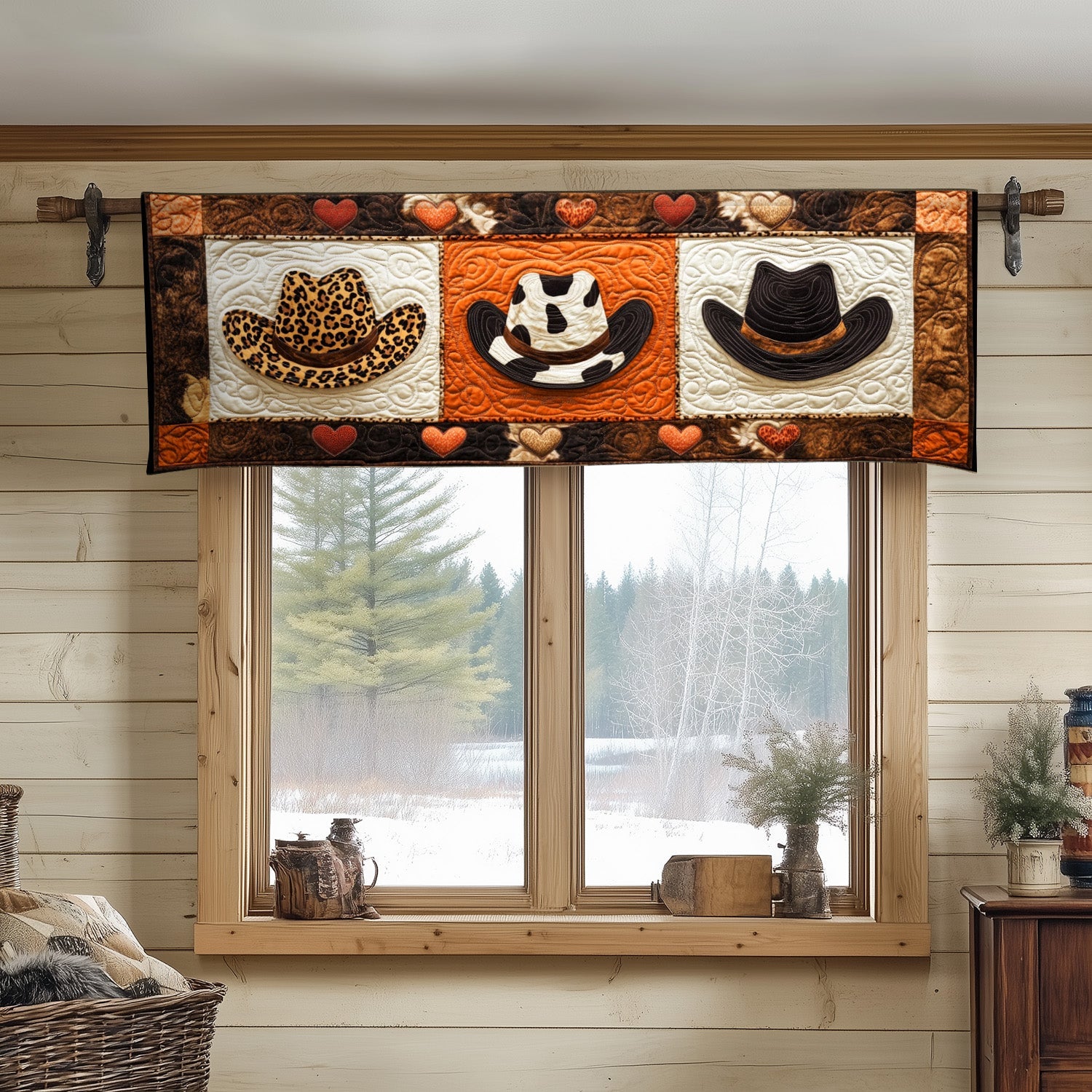 Western Boots Quilted Valance Western Style Window Valance Cowboy Themed Gifts for Mom