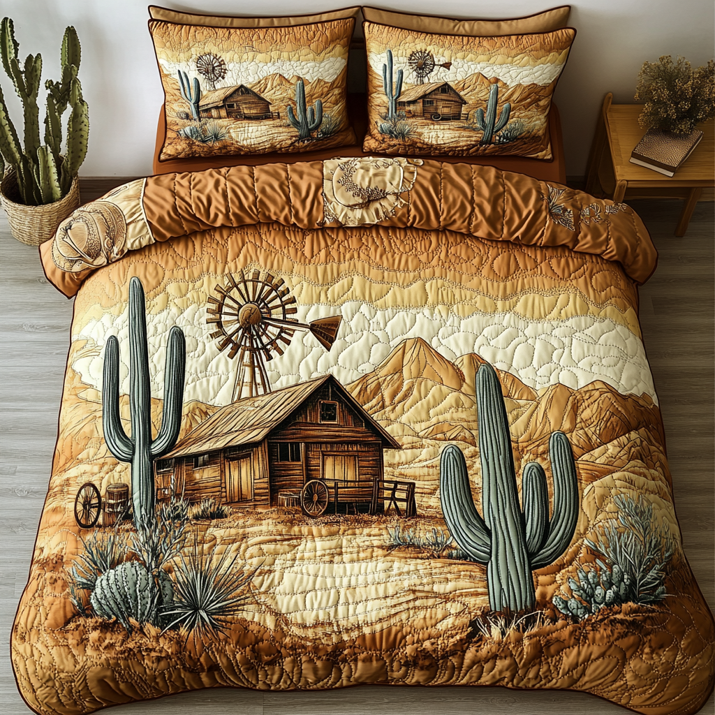 Western Charm Quilted Bedding Set Cool Bedroom Decor Cowboys Christmas Gifts