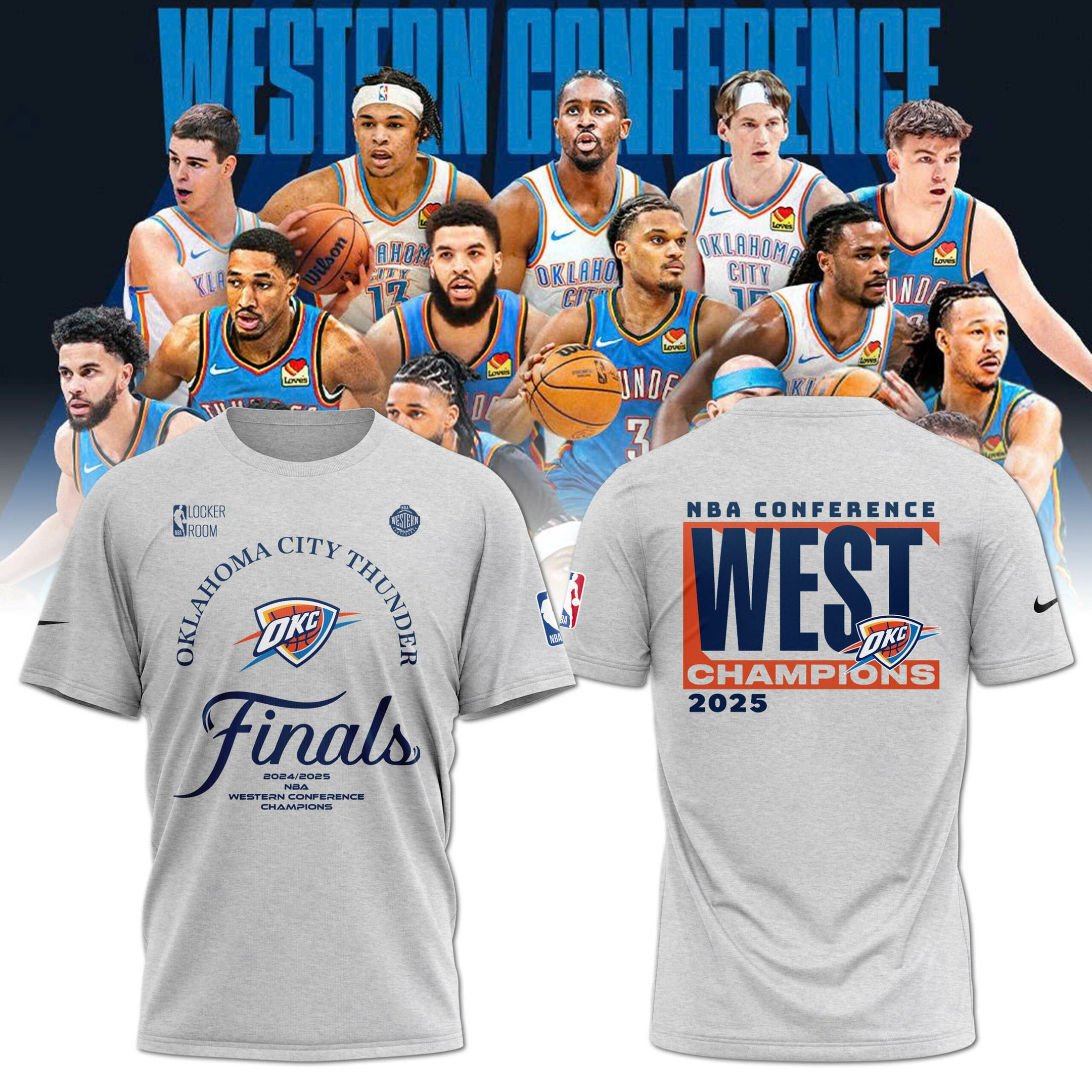 Western Conference Champions Oklahoma City Thunder 2025 Locker Room T-shirt Great Gifts Idea For Basketball Fans