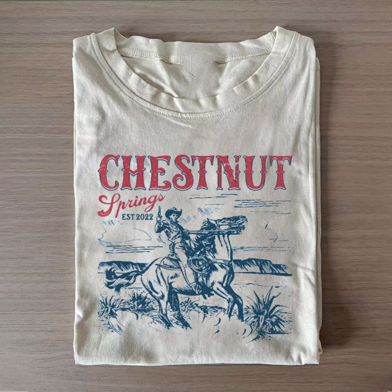 Western Cowboy Riding Horse T-Shirt Chestnut Springs EST 2022 Apparel Gifts For Men