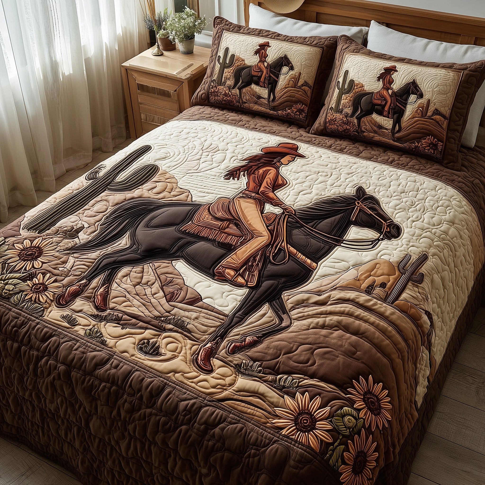 Western Cowgirl Quilted Bedding Set For Kids