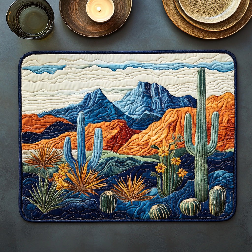 Western Dawn Quilted Placemat Dining Table Decor Unique Cactus Gifts