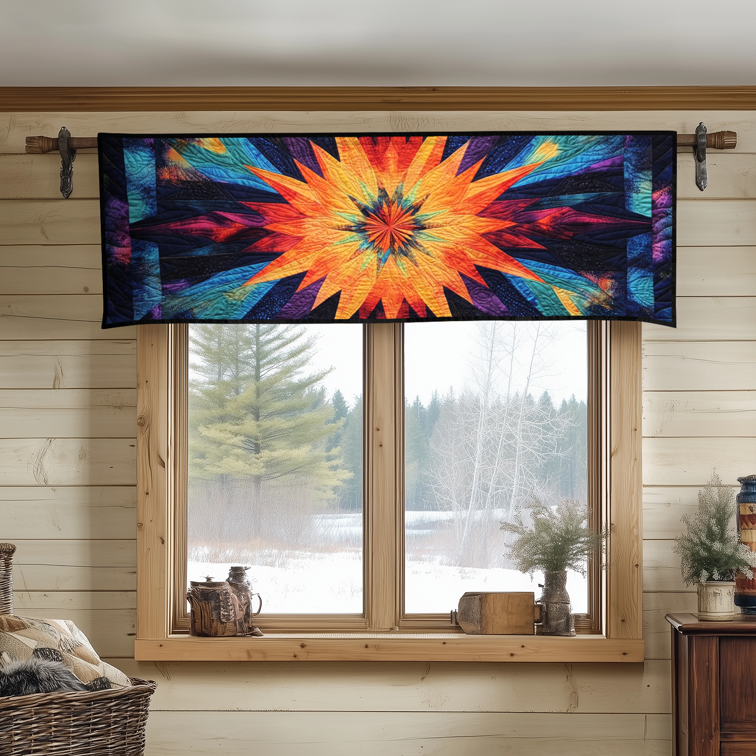 Western Horizon Quilted Valance Christmas House Decor Native American Mother'S Day Gifts