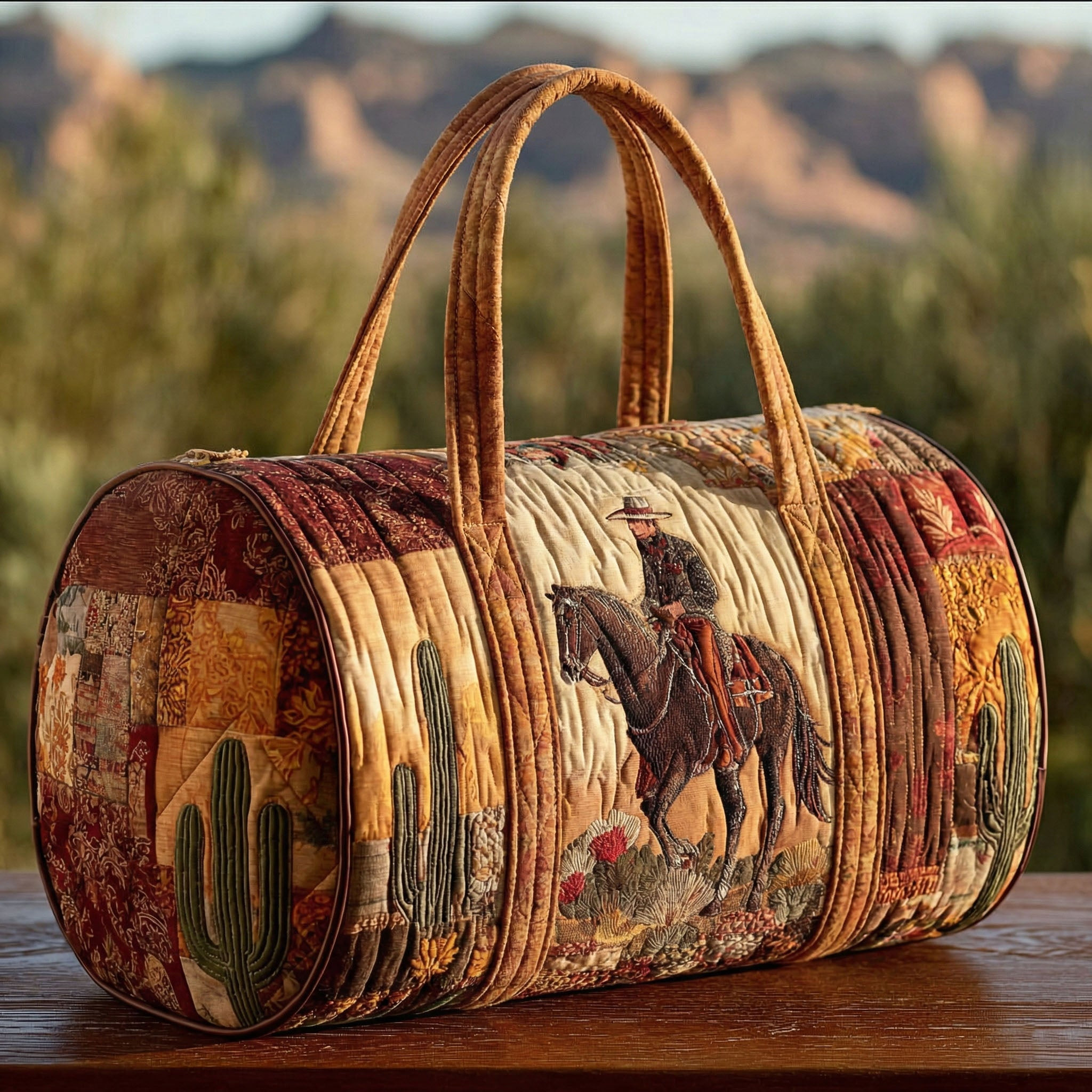 Western Horse Quilted Duffle Bag Cowgirl Travel Gear Best Gift For Equestrians