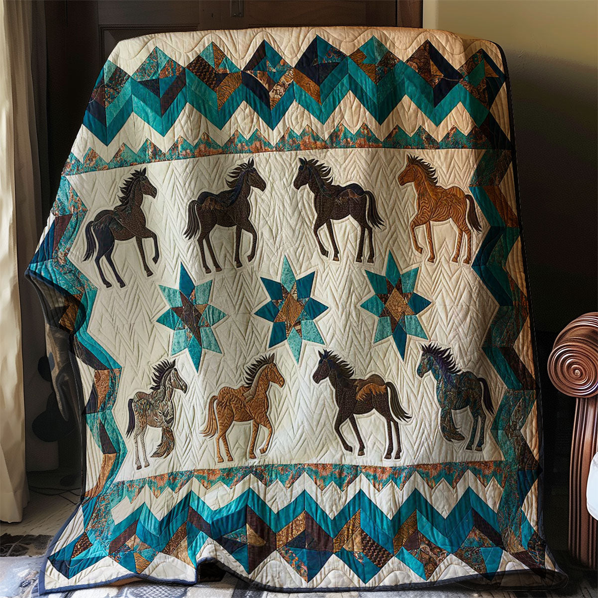 Western Inspired Horses Quilt Blanket Luxury Throw Blankets Stepdad Gifts For Father's Day