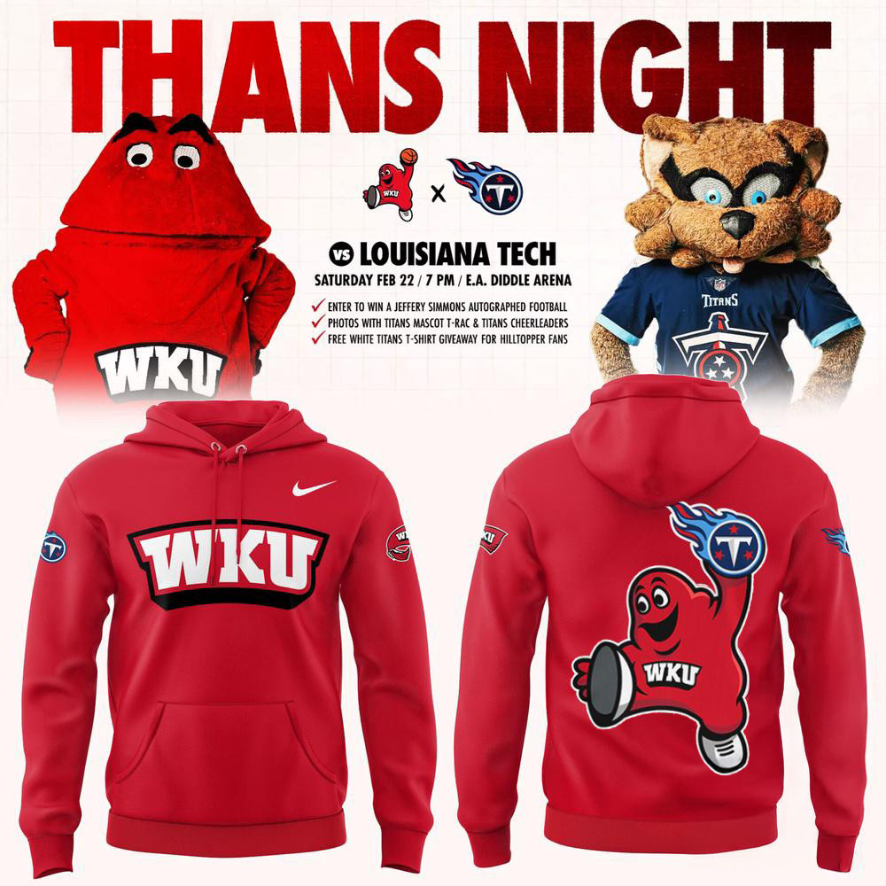 Western Kentucky Hilltoppers Tennessee Titans Night Red Hoodie Football Fan Gifts