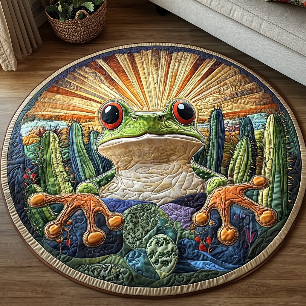 Western Leap Quilted Round Mat Christmas Decor For Entryway Frog Related Gifts