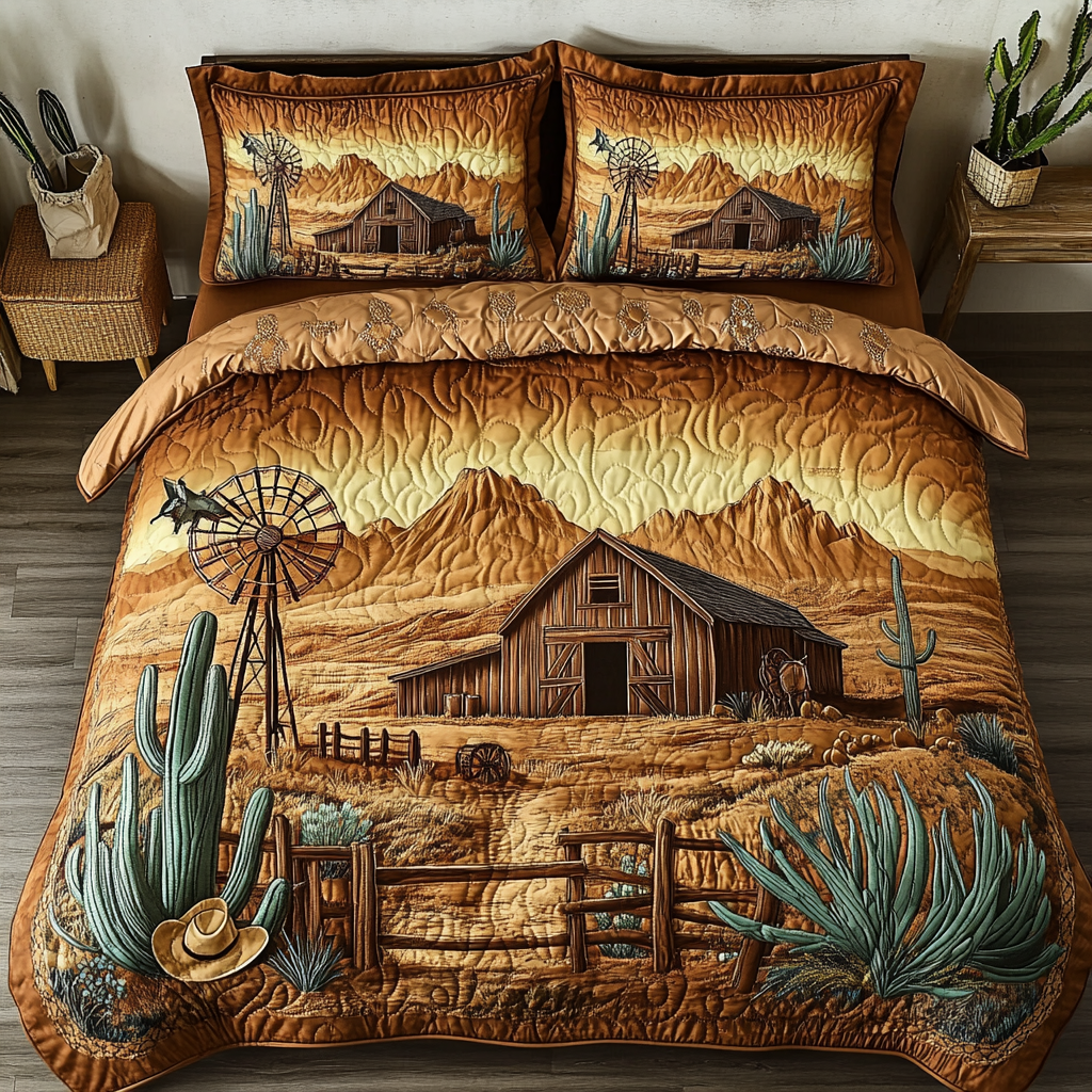 Western Legacy Quilted Bedding Set Cute Room Decor Cowboy Christmas Gifts