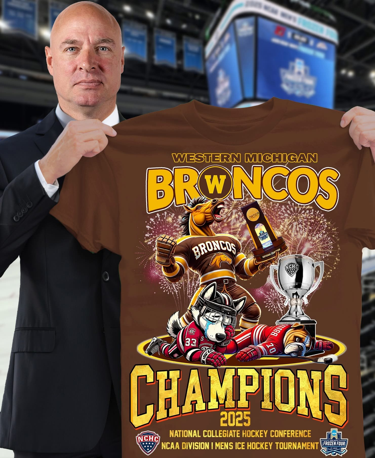 Western Michigan Broncos National Champions 2025 T-Shirt Hockey Fan Merch Gifts Awesome