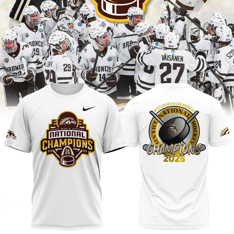 Western Michigan Broncos National Champions 2025 T-Shirt Merch WMU Hockey Fan Gift Ideas