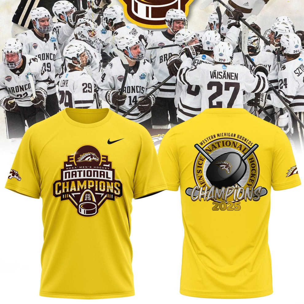Western Michigan Broncos National Champions 2025 T-Shirt WMU Men's Ice Hockey Great Merch