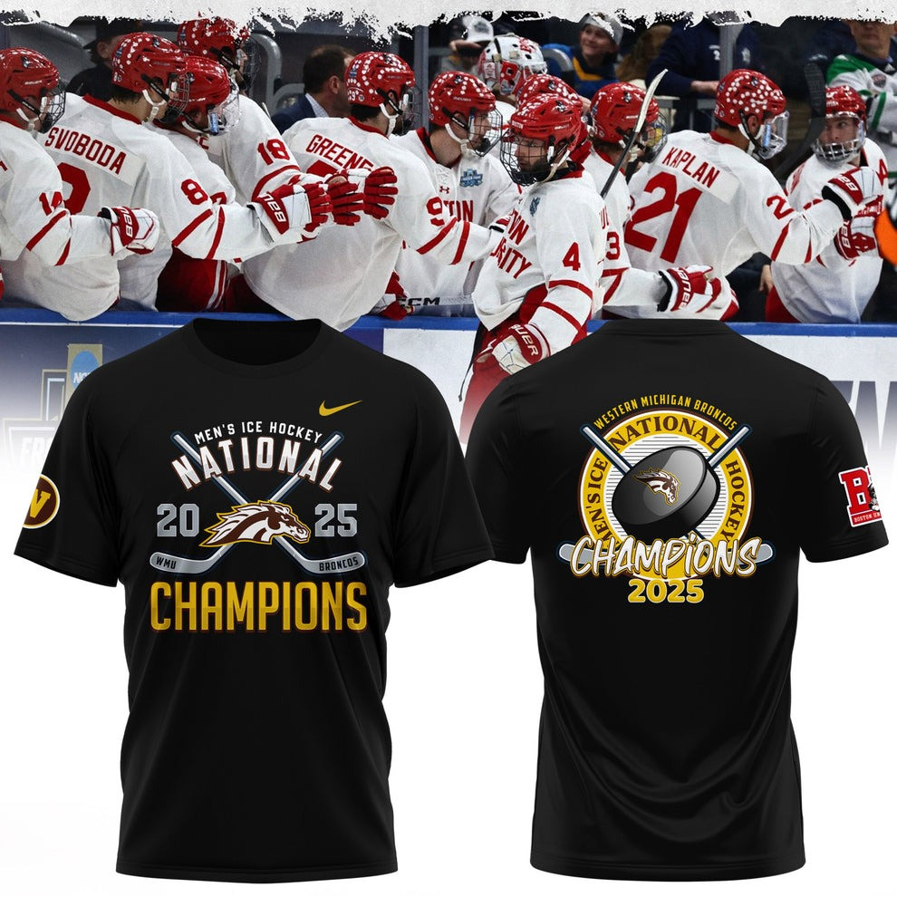 Western Michigan Broncos National Champions 2025 T-Shirt WMU Men's Ice Hockey Great Tee
