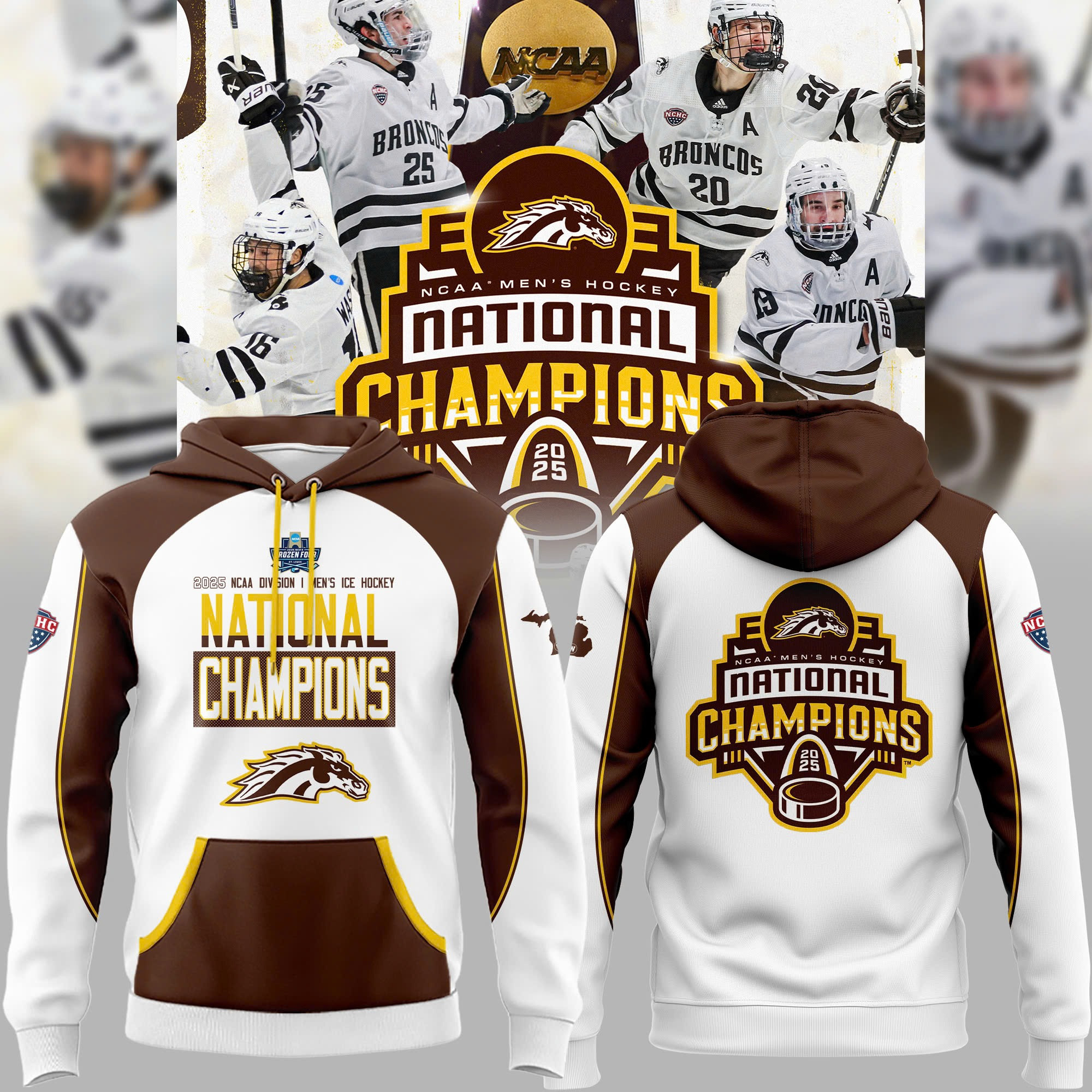 Western Michigan Broncos National Championship Gear Hoodie 2025 NCAA Hockey True Fan Gifts