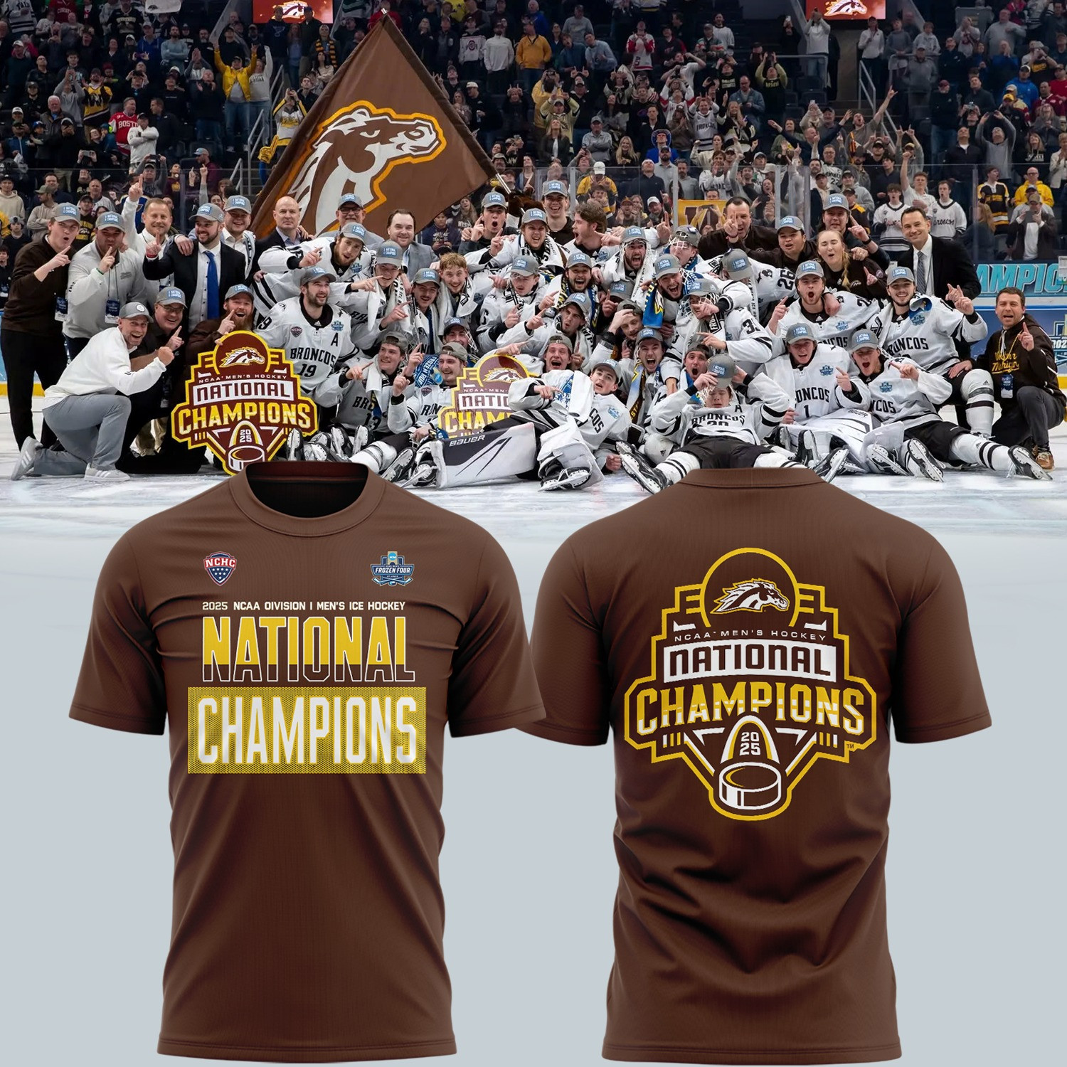 Western Michigan Broncos National Championship Gear Shirt 2025 Men's WMU Ice Hockey Clothes