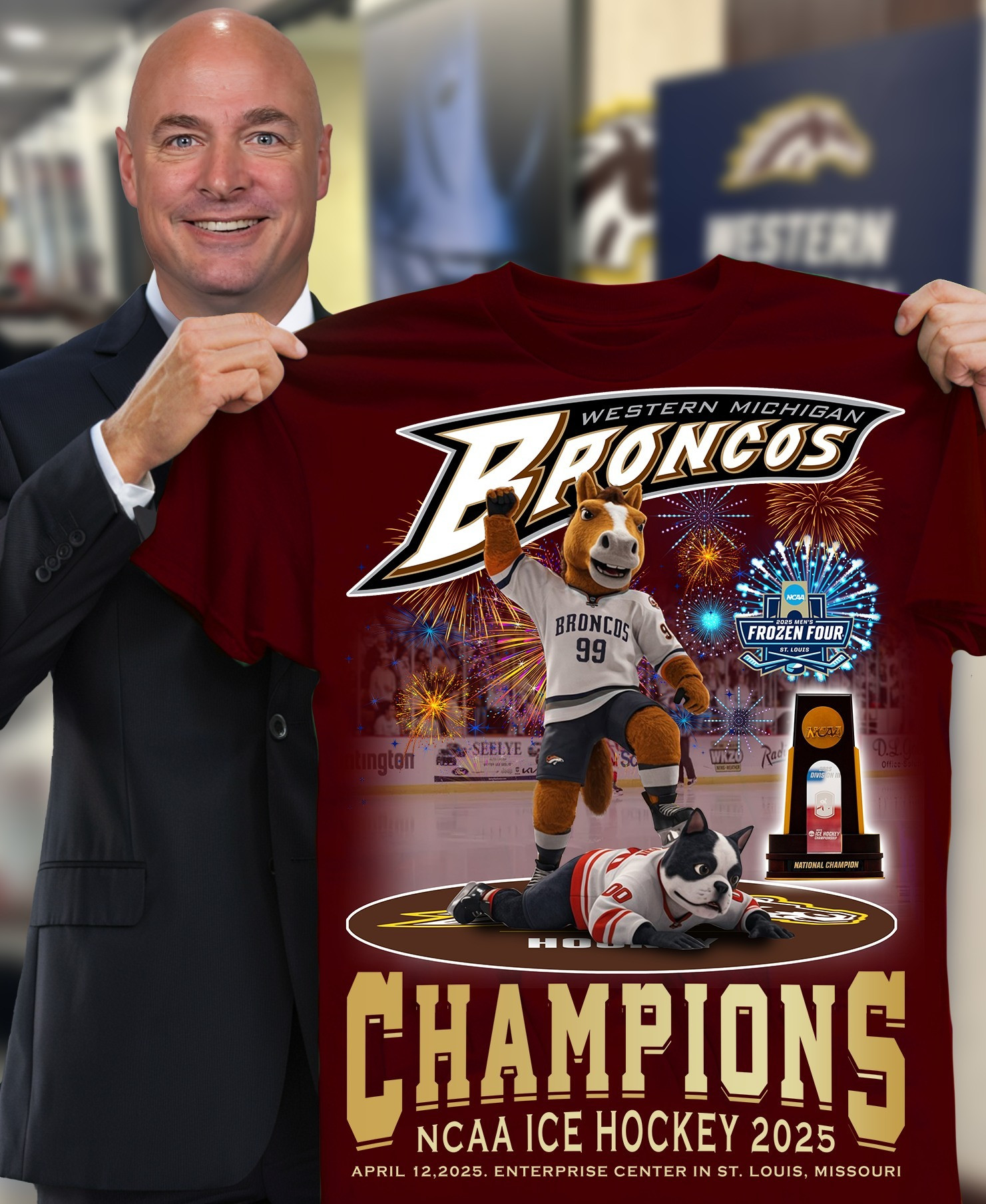 Western Michigan Broncos National Championship Gear T-Shirt 2025 WMU NCAA Ice Hockey Apparel