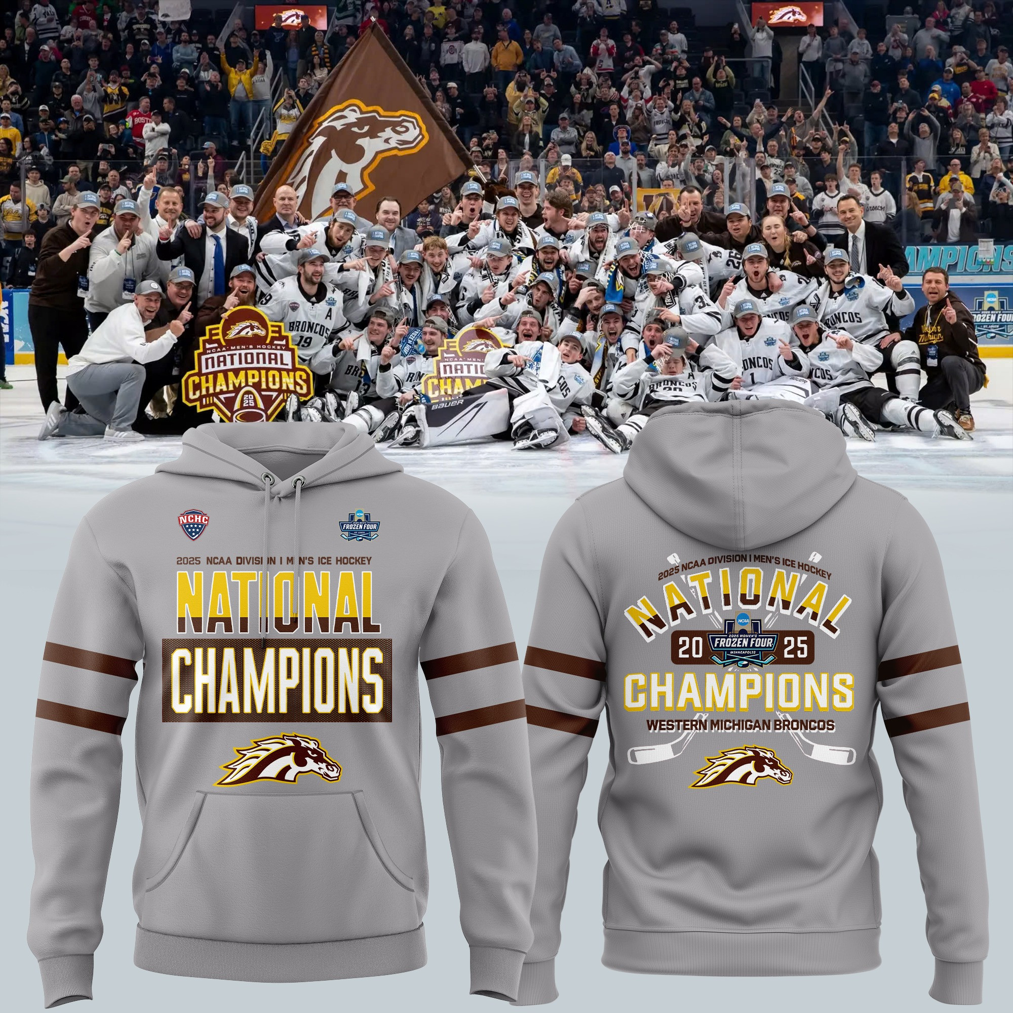 Western Michigan National Championship Gear Hoodie 2025 WMU Hockey Champions Clothing