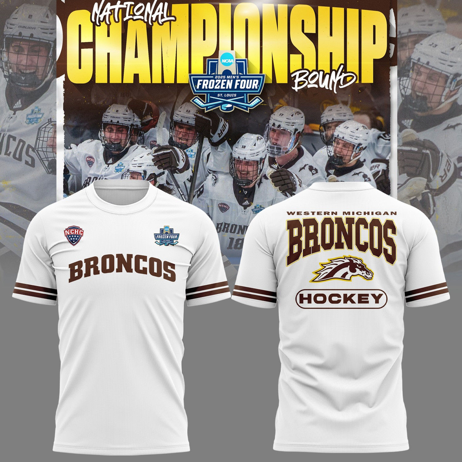 Western Michigan National Championship Gear T-Shirt WMU Broncos Hockey 2025 Fan Merch